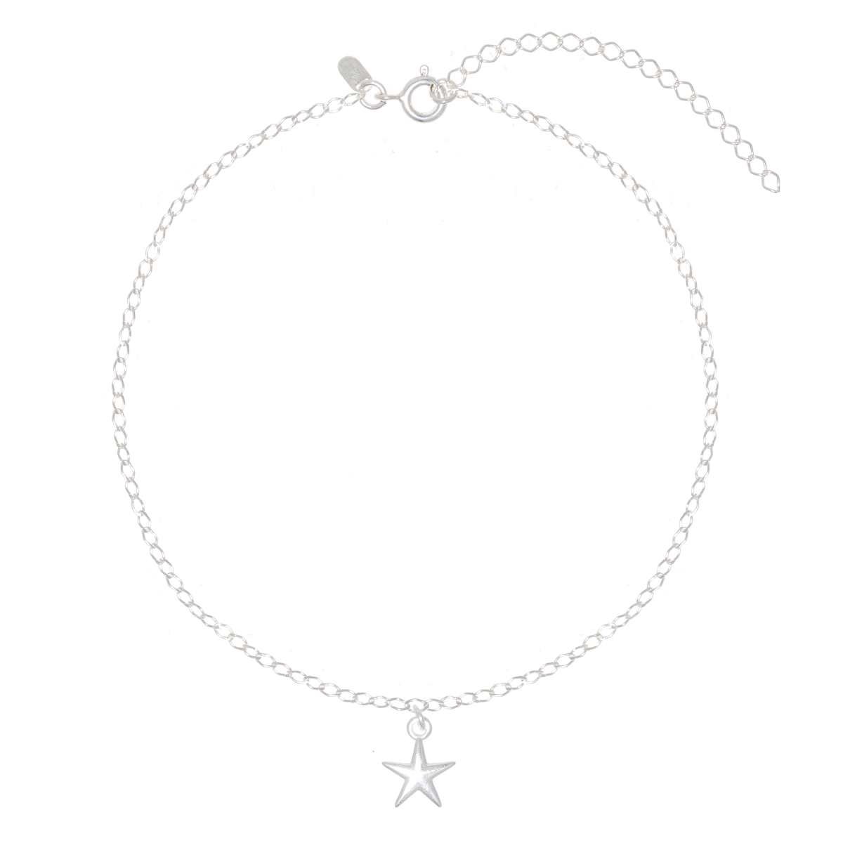 Tornozeleira Prata 925 Pingente Estrela 