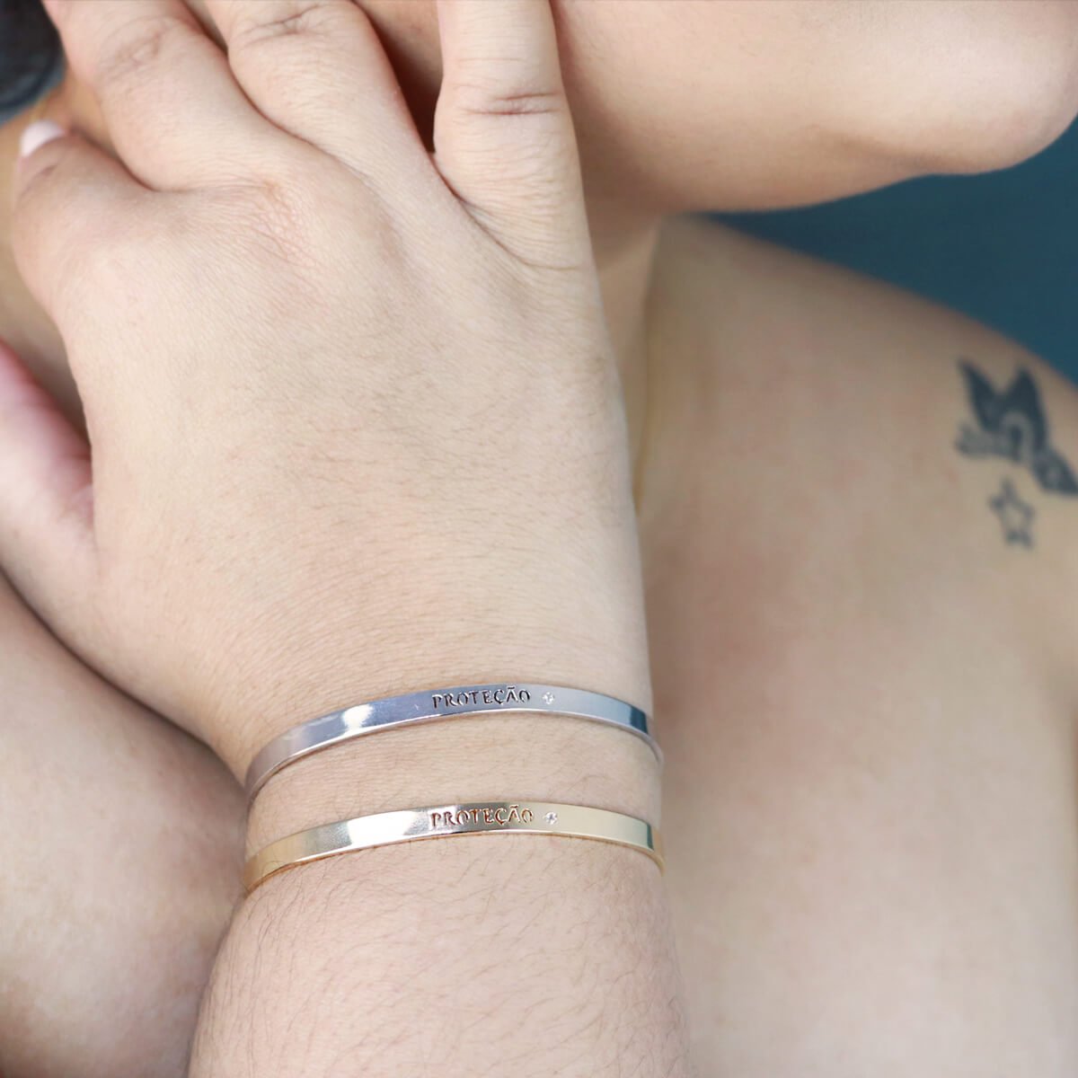 Bracelete Folheado a Ródio Proteção P Prata 2