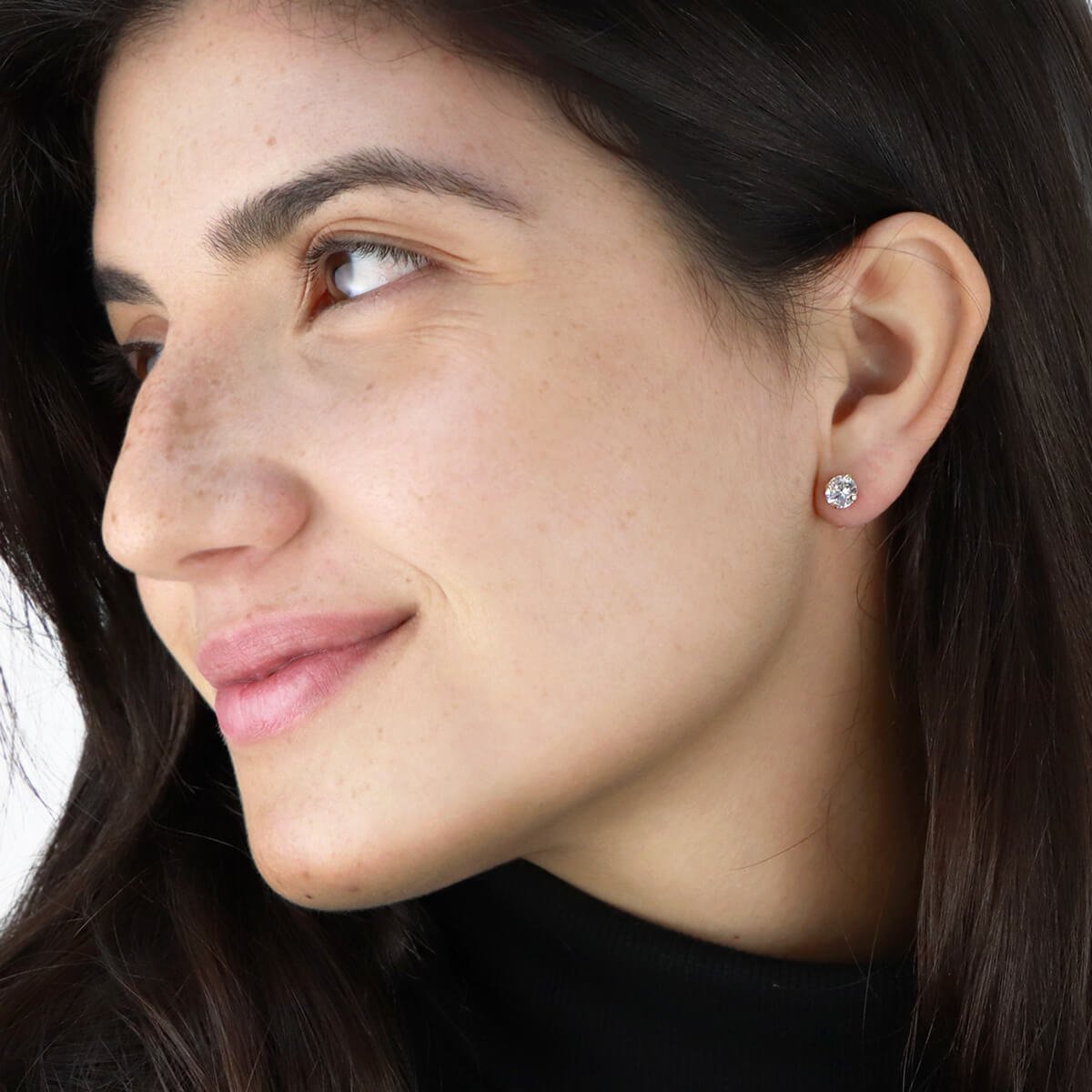 Brinco Folheado a Ouro 18k Zircônia Redonda 6mm Tipo 1 Dourado 2