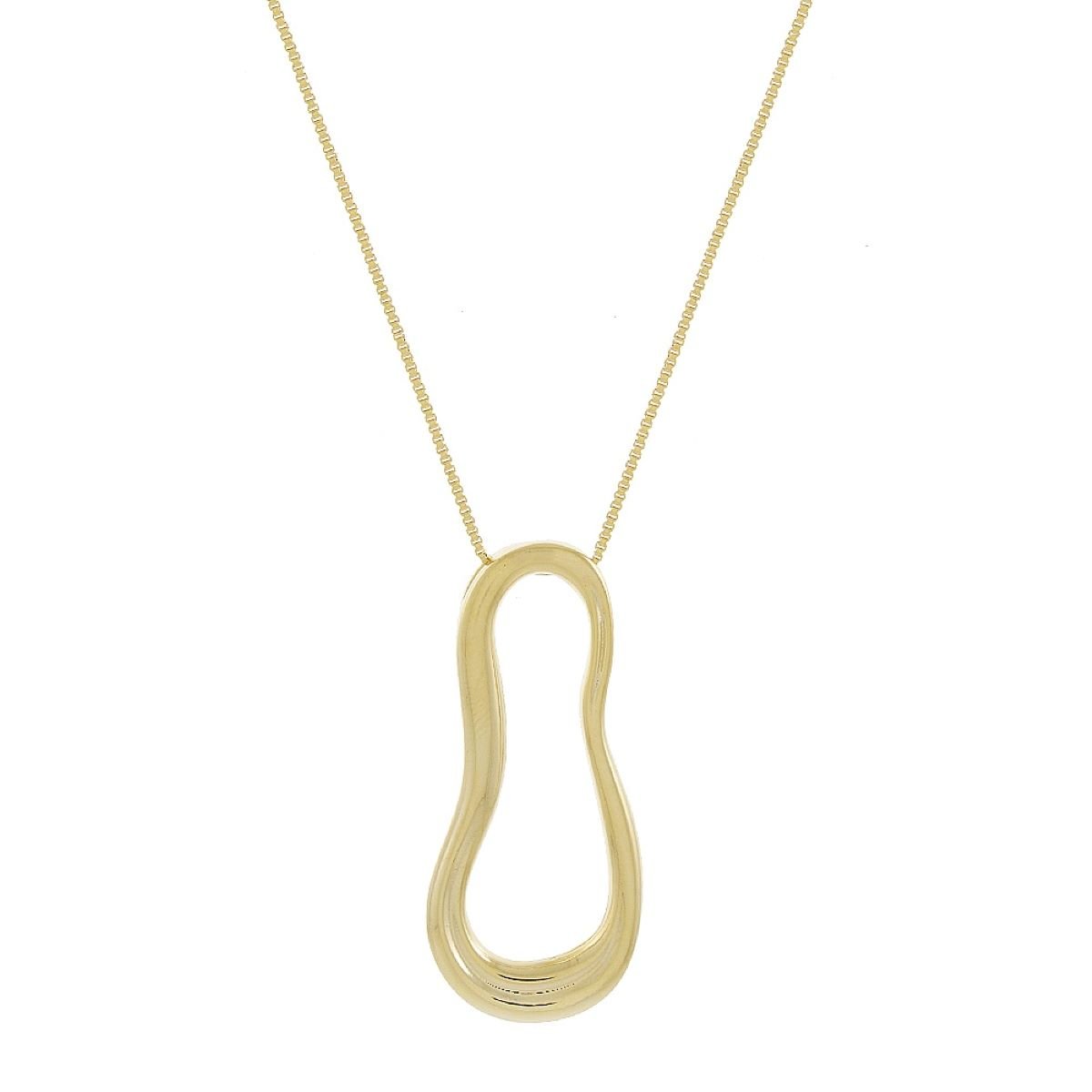 Colar Folheado a Ouro 18k Longo Orgânico Pingente Vazado