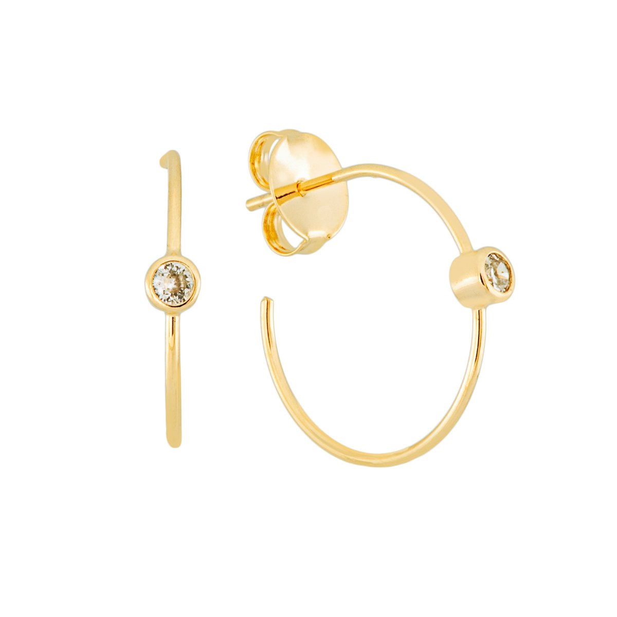 Argola Folheado a Ouro 18k Ponto de Luz P