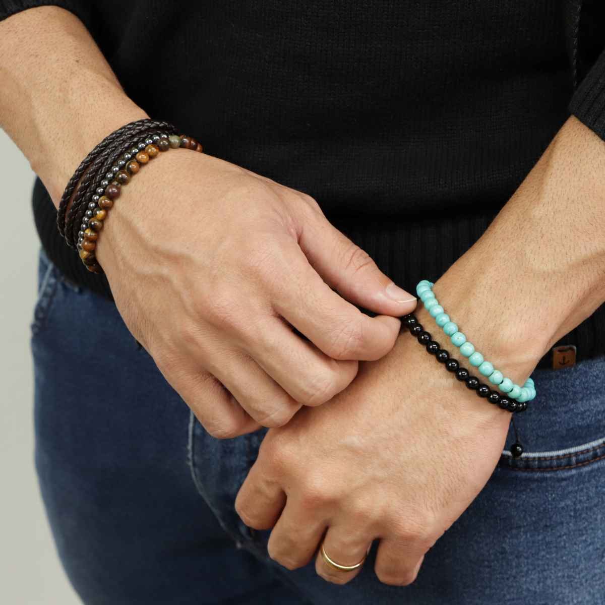 Pulseira Cordão Preto com Onix Preto 2