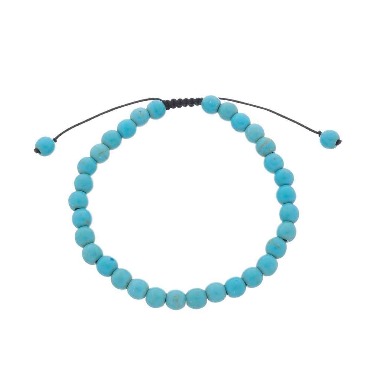 Pulseira Cordão Preto com Turquesa