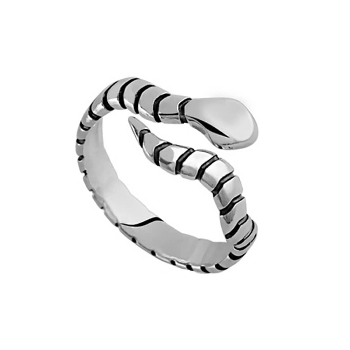 Anel Prata 925 Envelhecida Falange Regulável Cobra Prata 1