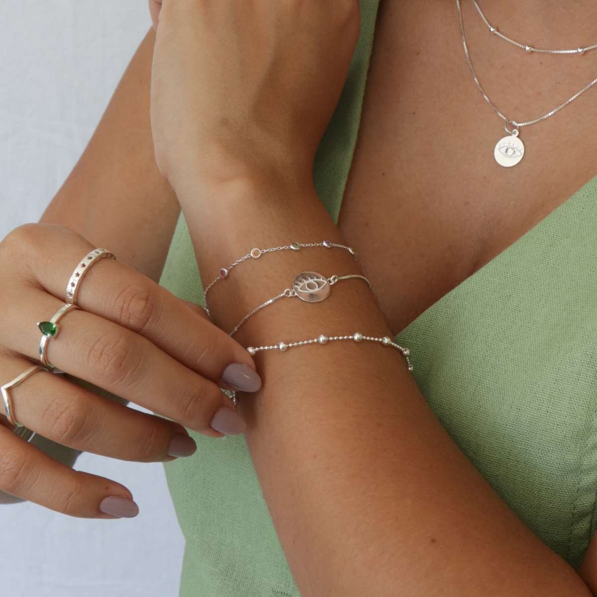 Pulseira Prata 925 Corrente Bolinhas e Bolinhas M Prata 2