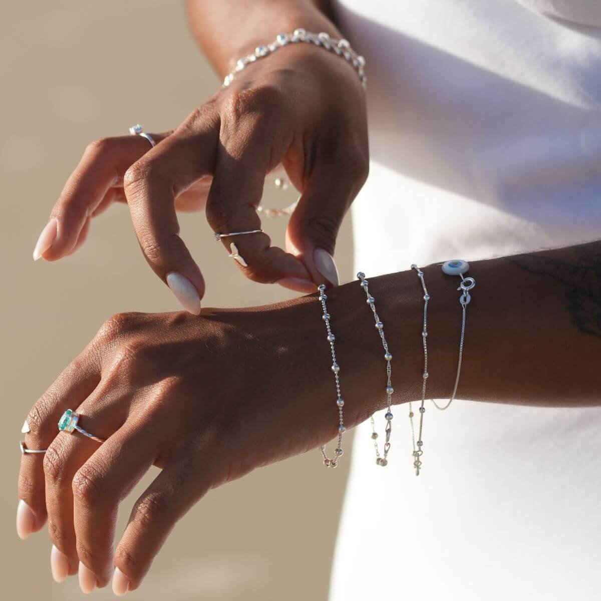 Pulseira Prata 925 Corrente Bolinhas e Bolinhas M Prata 3