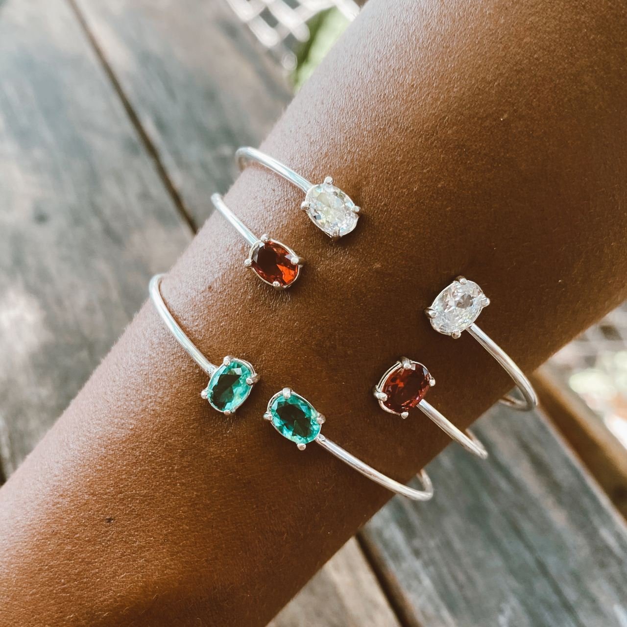 Bracelete Prata 925 Zircônia Oval Turmalina Prata/Verde 3