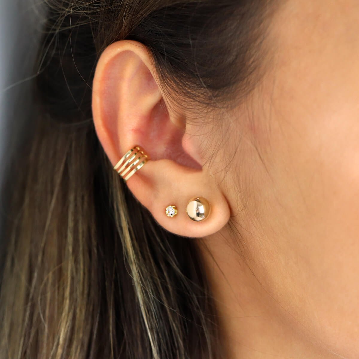 Brinco Folheado Ouro 18k Bolinha 8mm Dourado 2