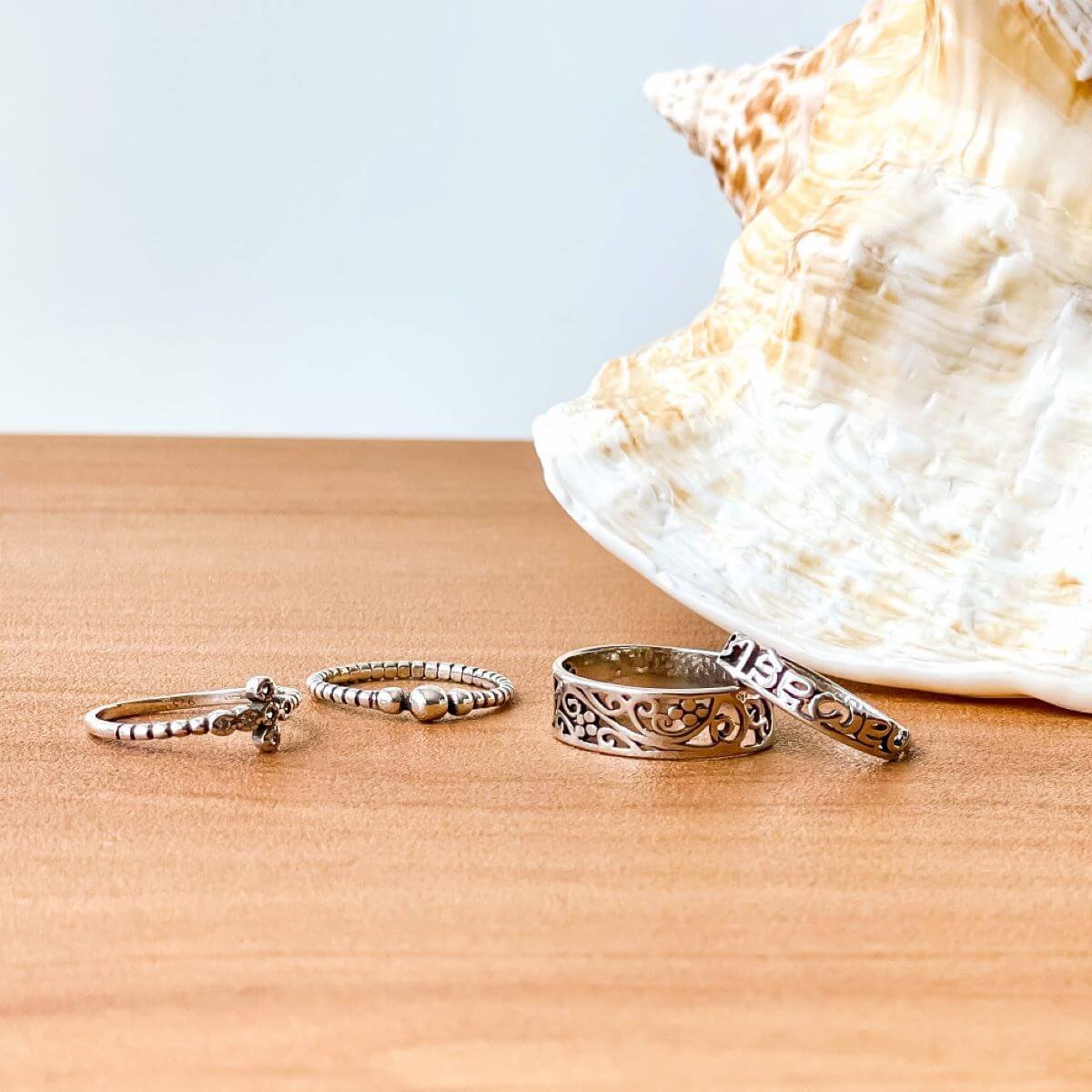 Anel Prata 925 Envelhecido com Bolinhas Prata 2