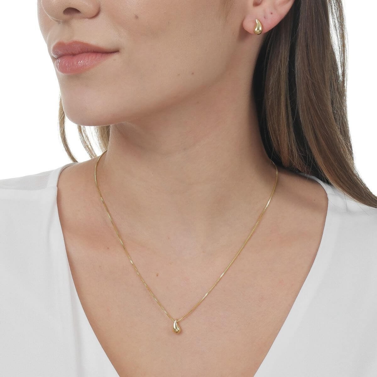 Colar Folheado a Ouro 18k Orgânico Gota Abaulado PP Dourado 2