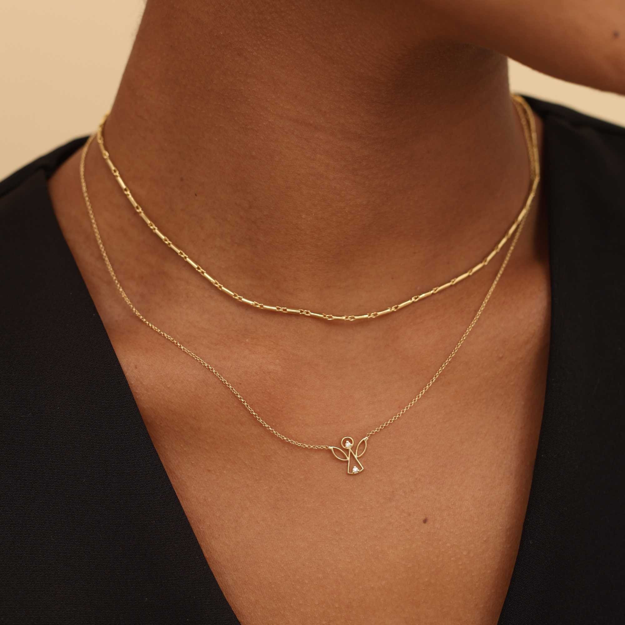 Colar Folheado a Ouro 18k Pingente Anjo Dourado 3