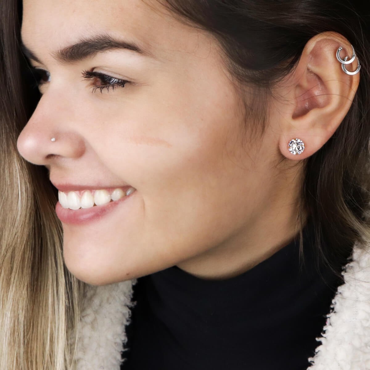 Brinco Folheado a Ouro 18k Zircônia Redonda 8mm Tipo 1 Dourado 2