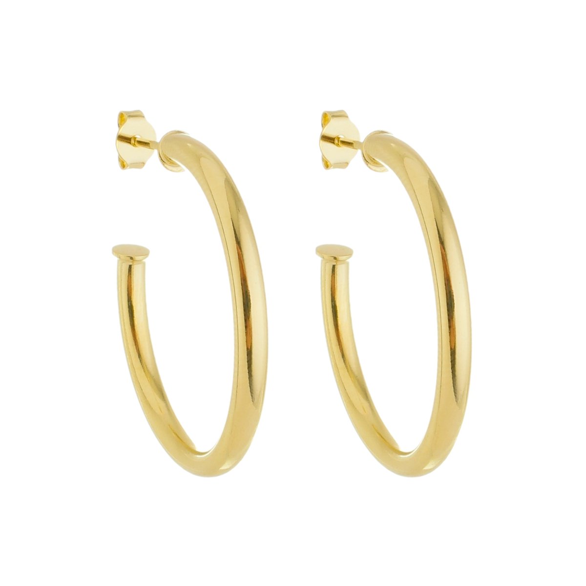 Argola Folheado a Ouro 18k Tubo Fina M Dourado 1