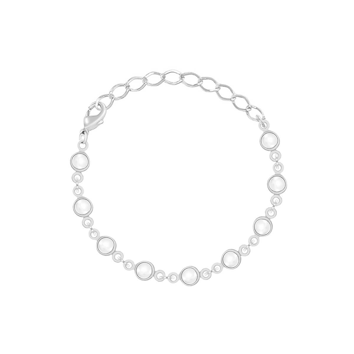 Pulseira Infantil Folheada a Ródio Pérolas Redondas P Prata 1