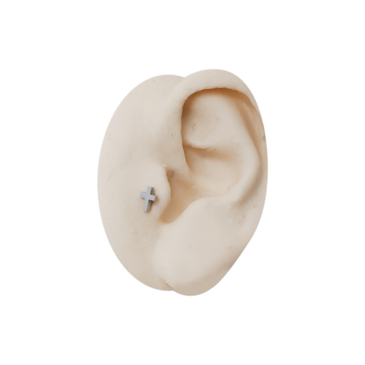 Piercing Tragus Aço Cirurgico Crucifixo Liso Prata 2