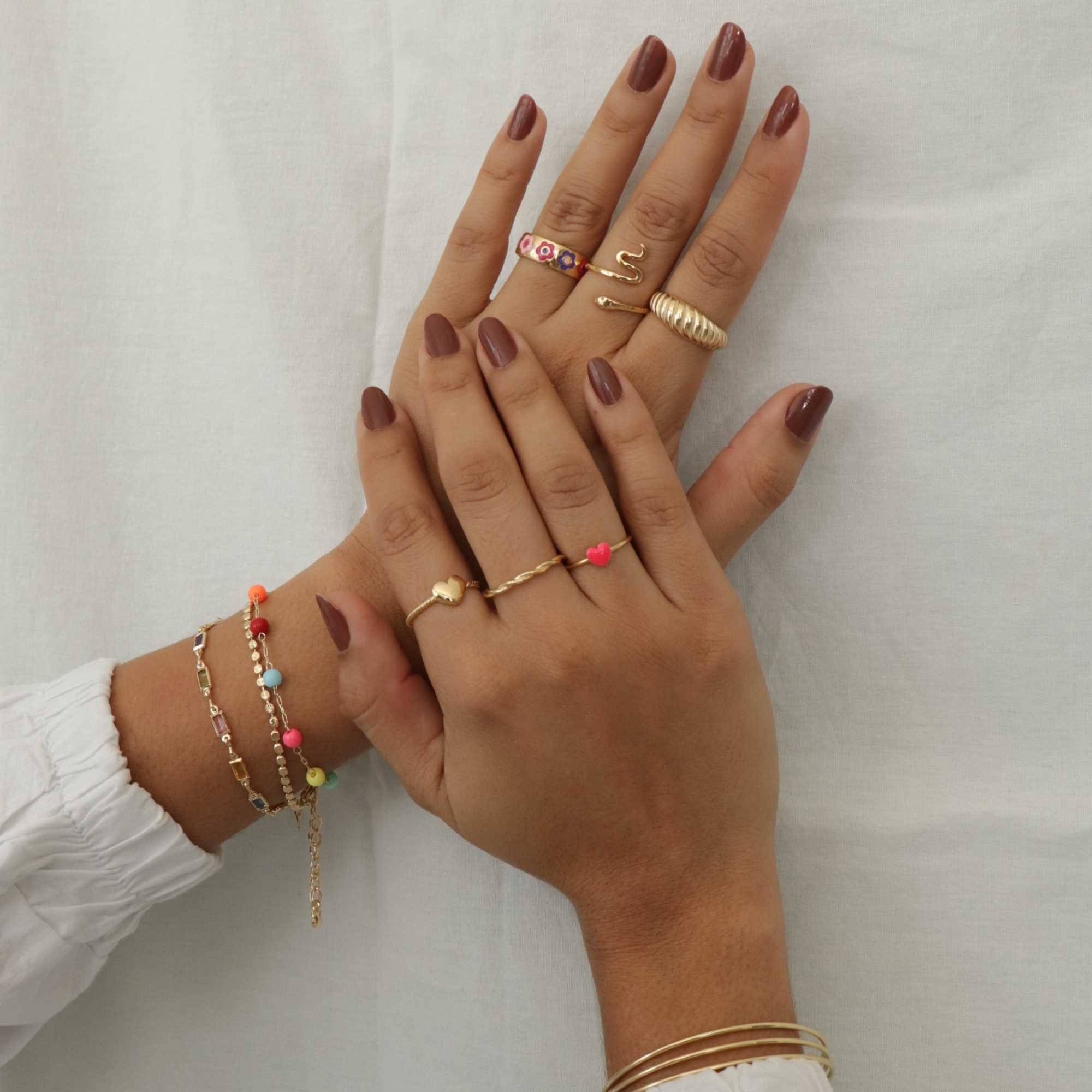 Anel Folheado a Ouro 18k Aro Torcido Ouro 18k 3