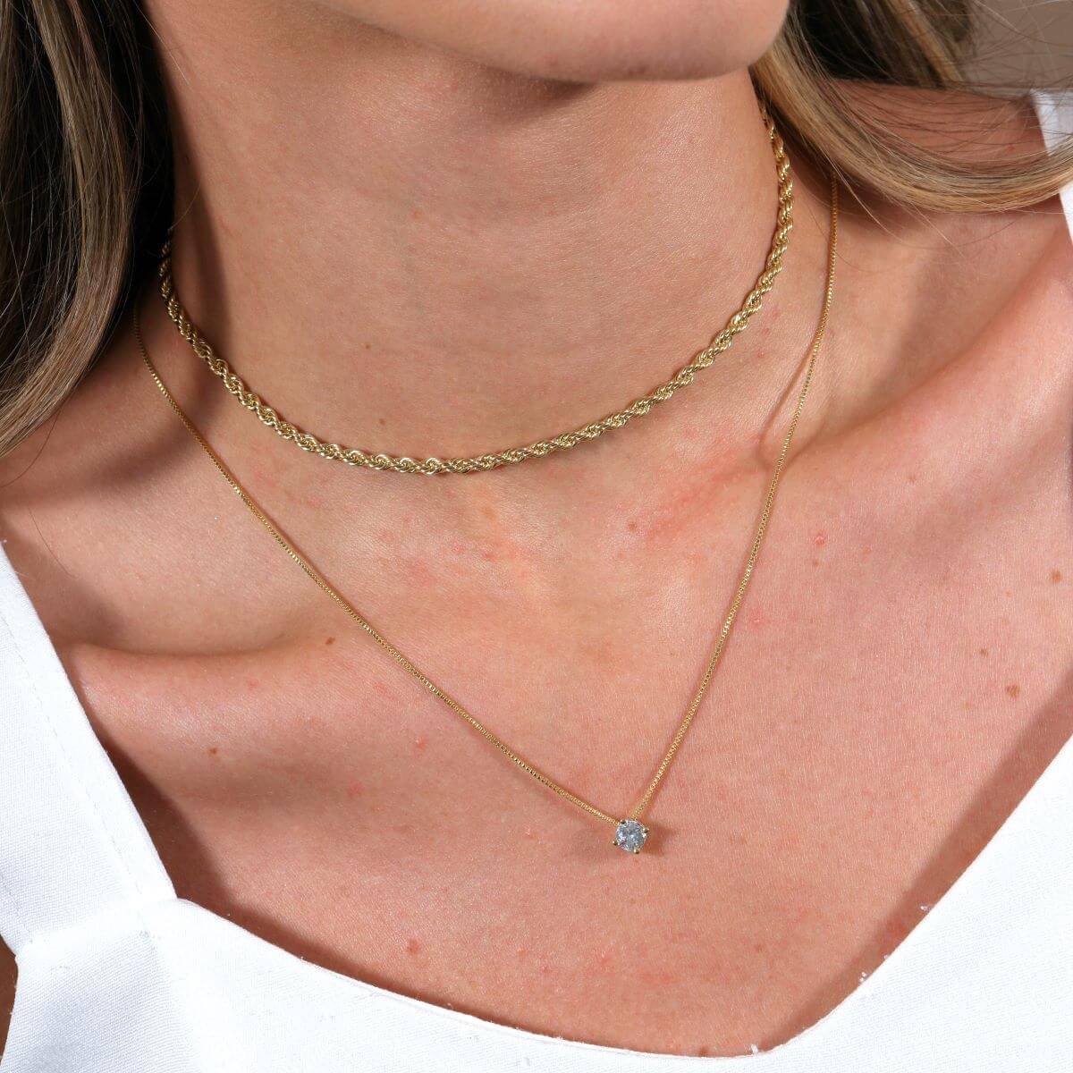 Choker Folheado a Ouro 18k Cordão Baiano Dourado 2