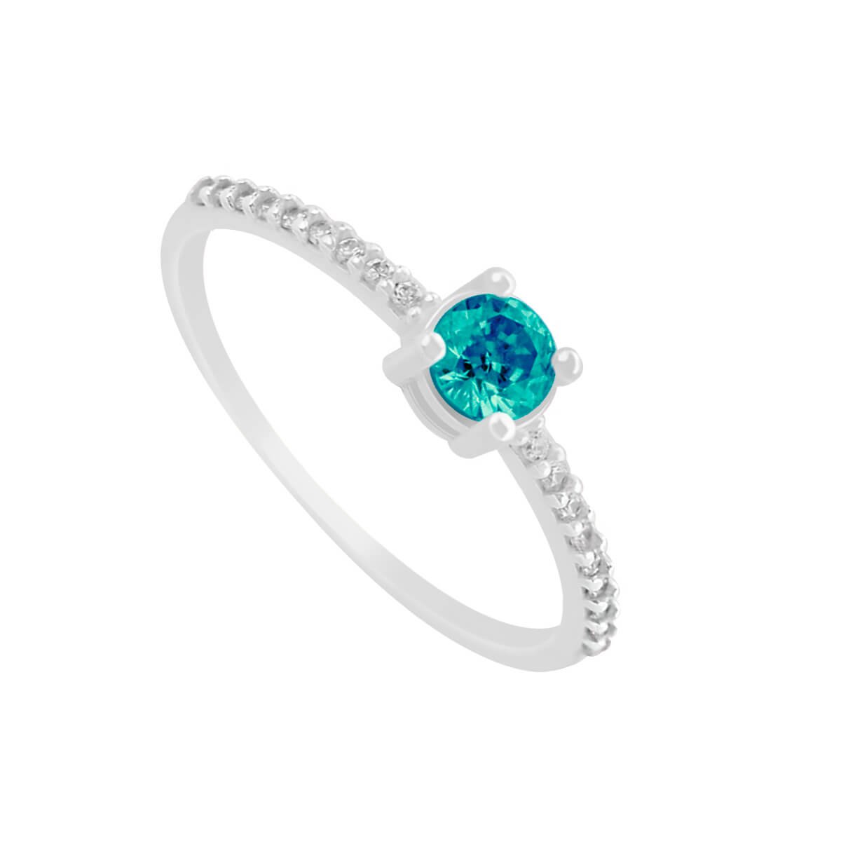 Anel Prata 925 Solitário Pedra Zircônia Quadrada Azul Água Prata 4