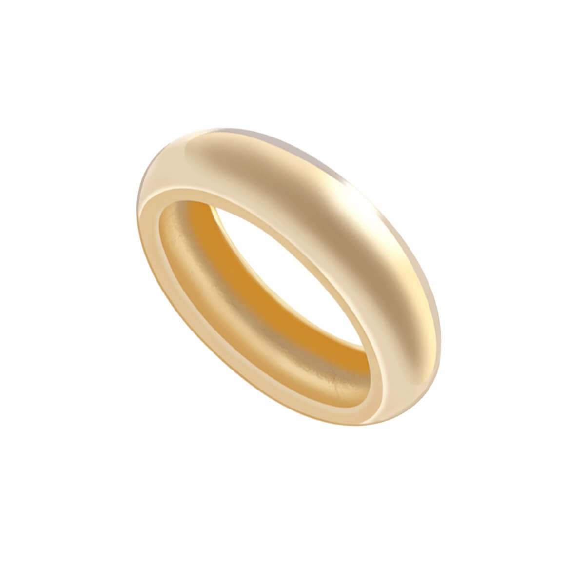 Anel Folheado a Ouro 18k Aro Liso Arredondado Grosso M Dourado 1