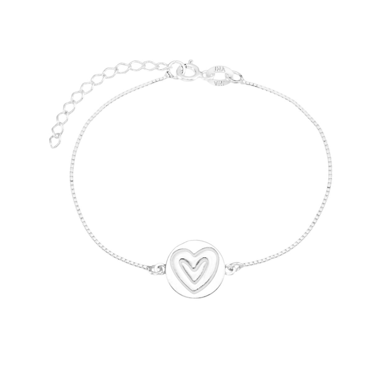 Pulseira Prata 925 Medalha Coração Prata 3