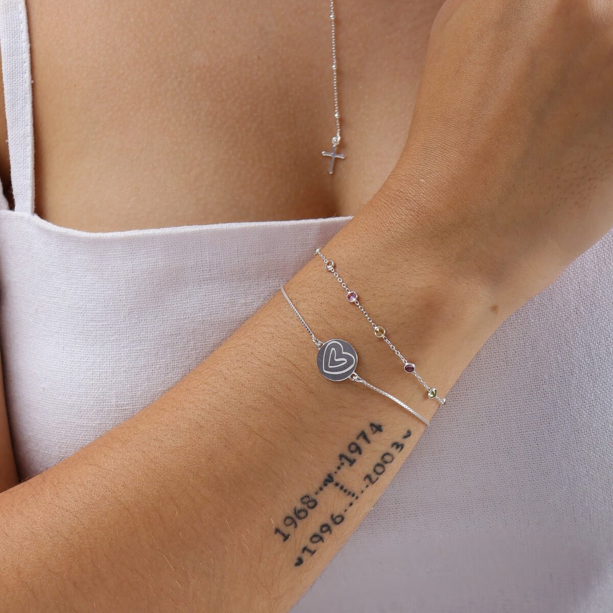 Pulseira Prata 925 Medalha Coração Prata 4