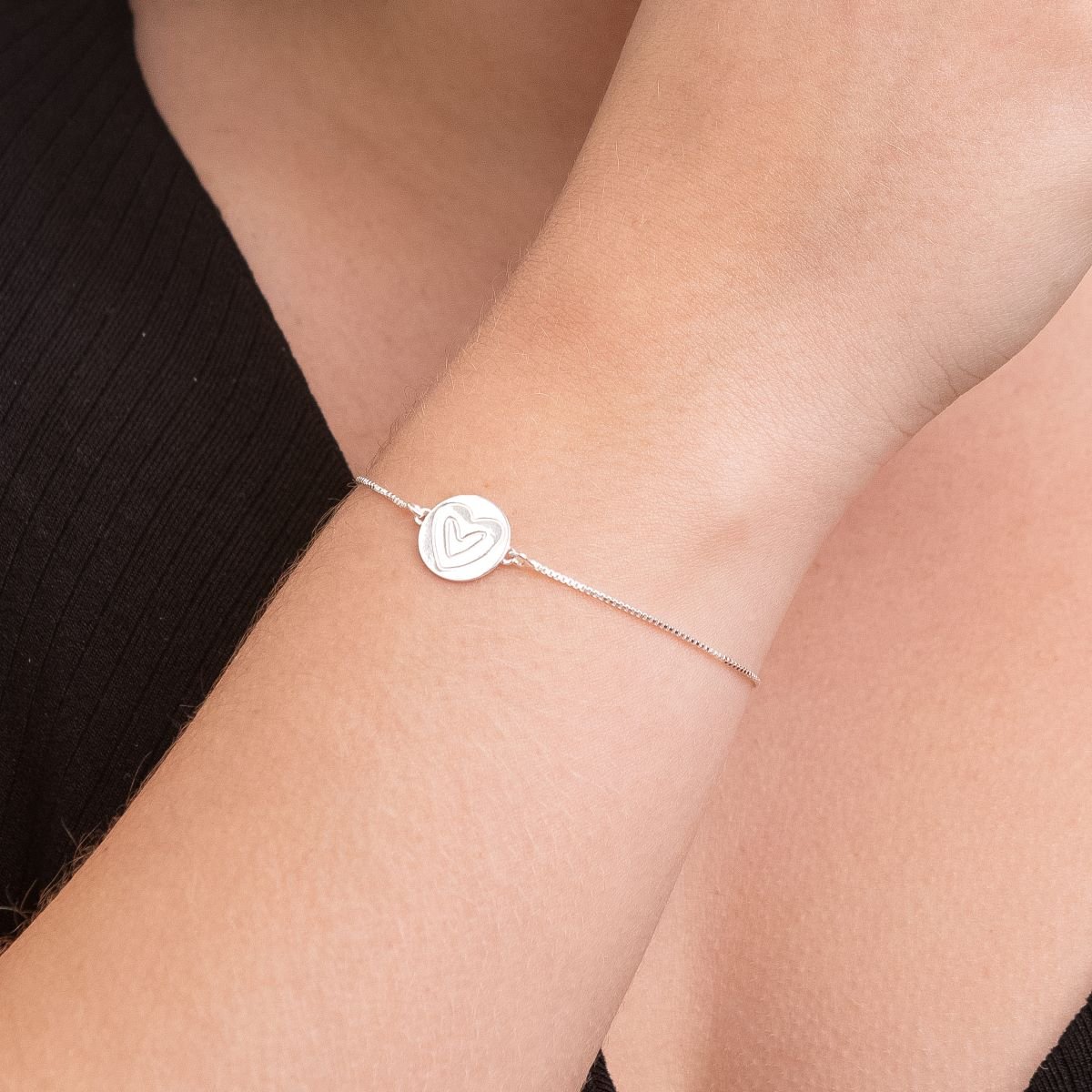 Pulseira Prata 925 Medalha Coração Prata 2