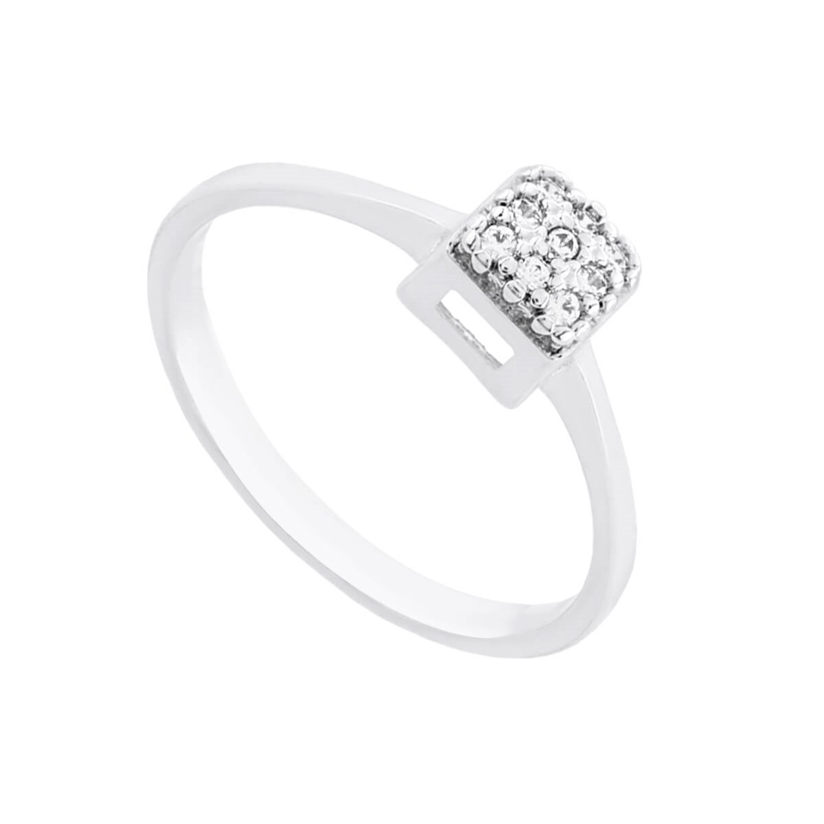 Anel Prata 925 Chuveirinho Quadrado Zircônia P Aro Fino Prata 1