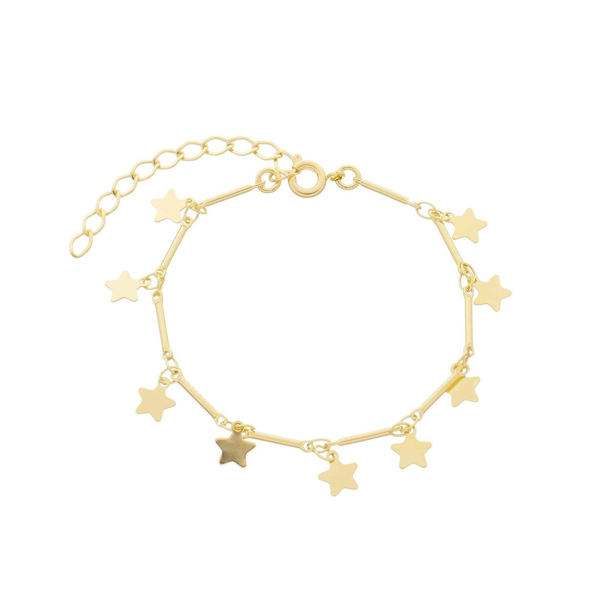 Pulseira Folheada a Ouro 18k Canutilhos e Pingentes Estrelas
