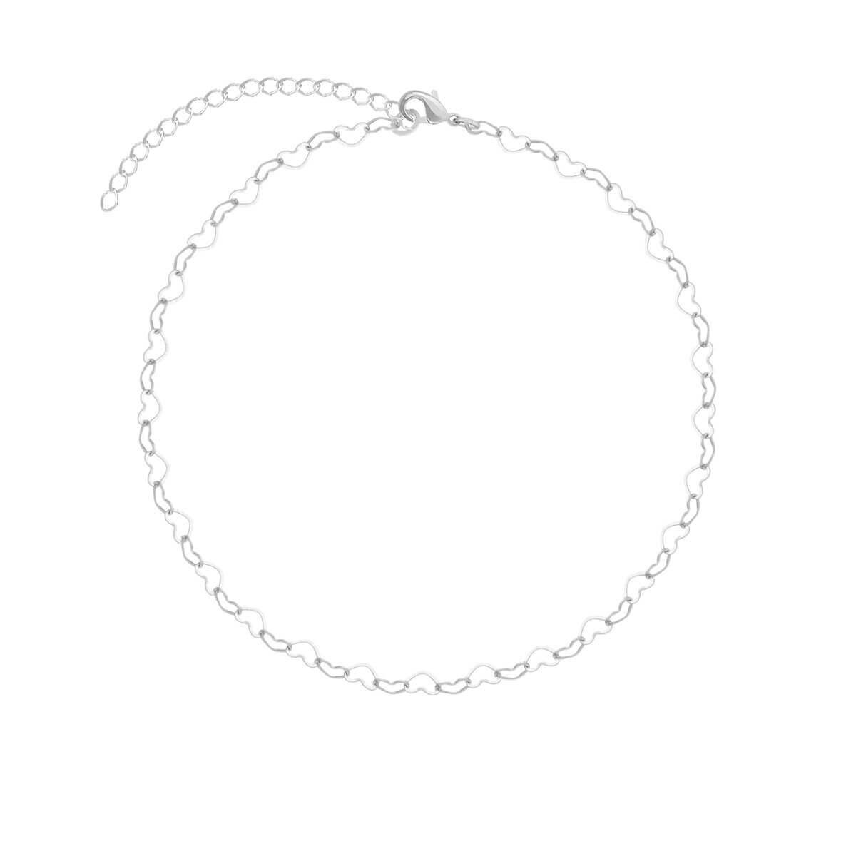 Choker Folheado a Ródio Corações Conectados P