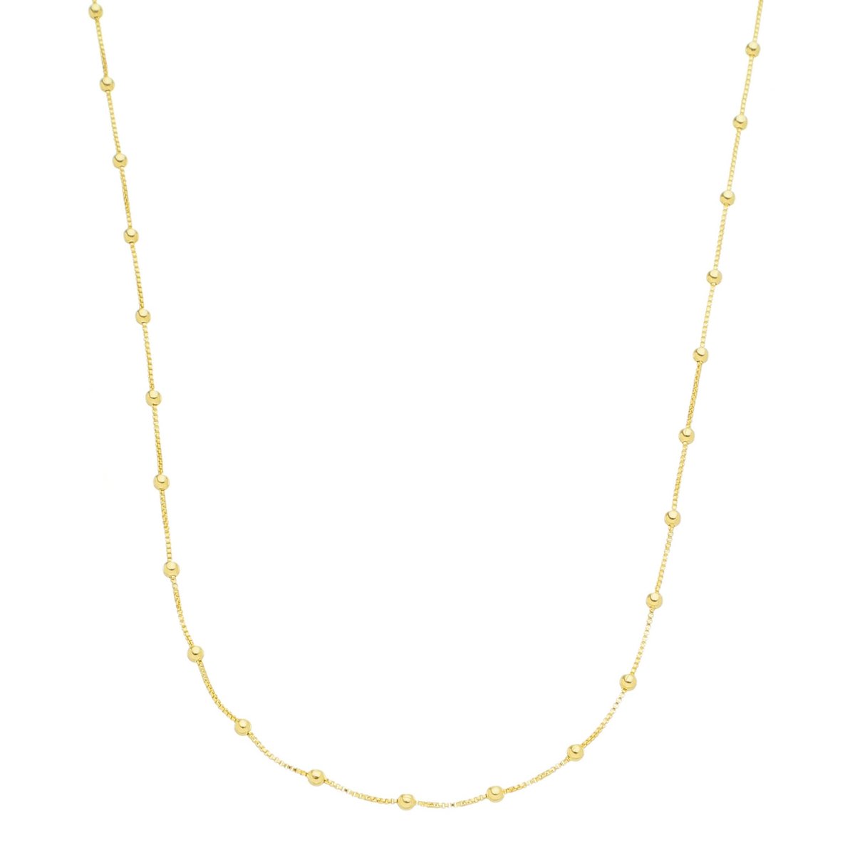 Colar Folheado a Ouro 18k Longo Veneziana e Bolinhas 68cm