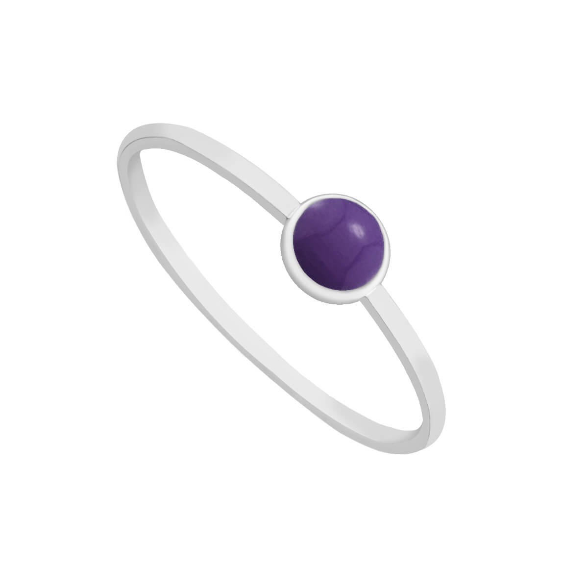 Anel Prata 925 Solitário Resina Roxo Prata 1