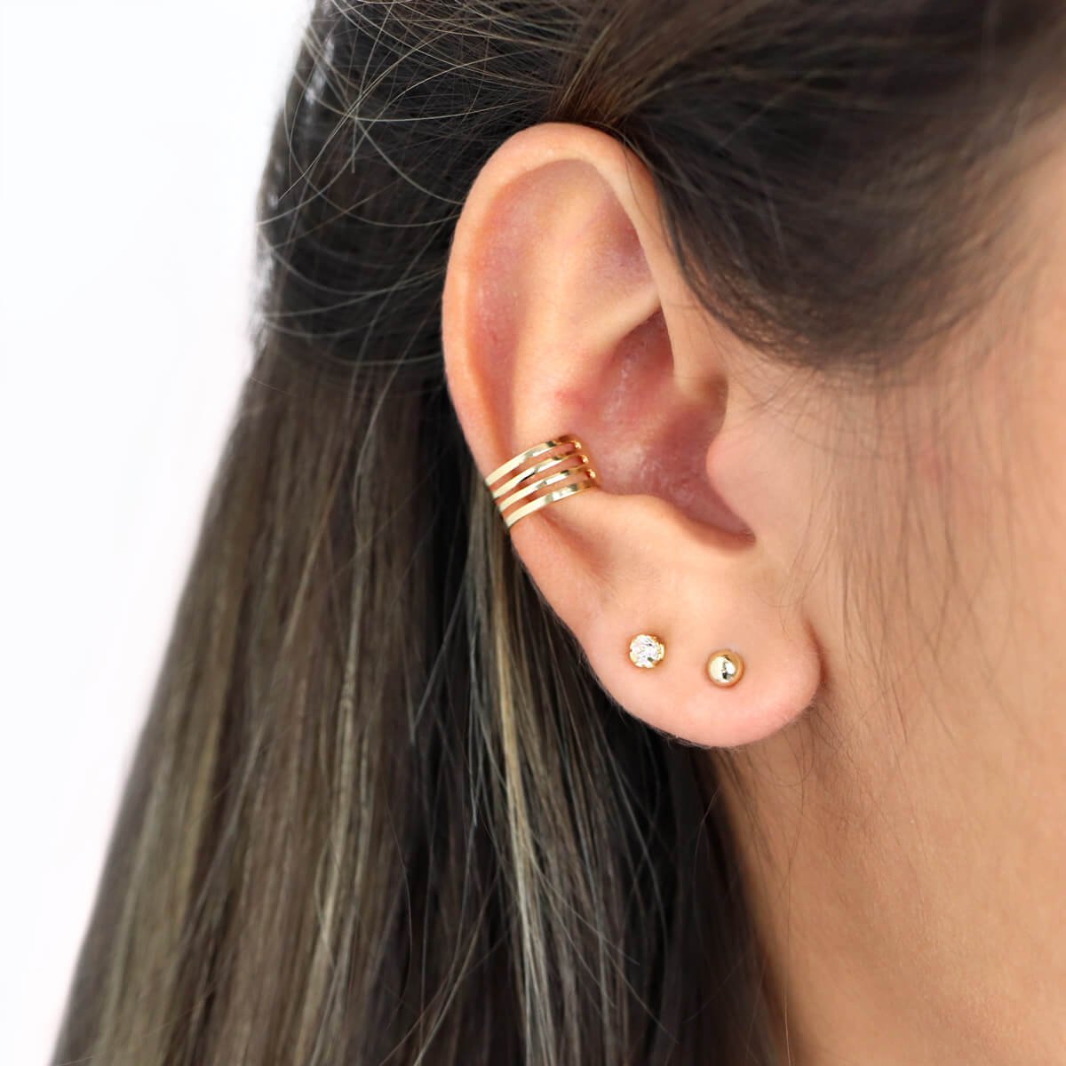 Brinco Folheado a Ouro 18k para Segundo Furo Bolinha 3mm Dourado 2