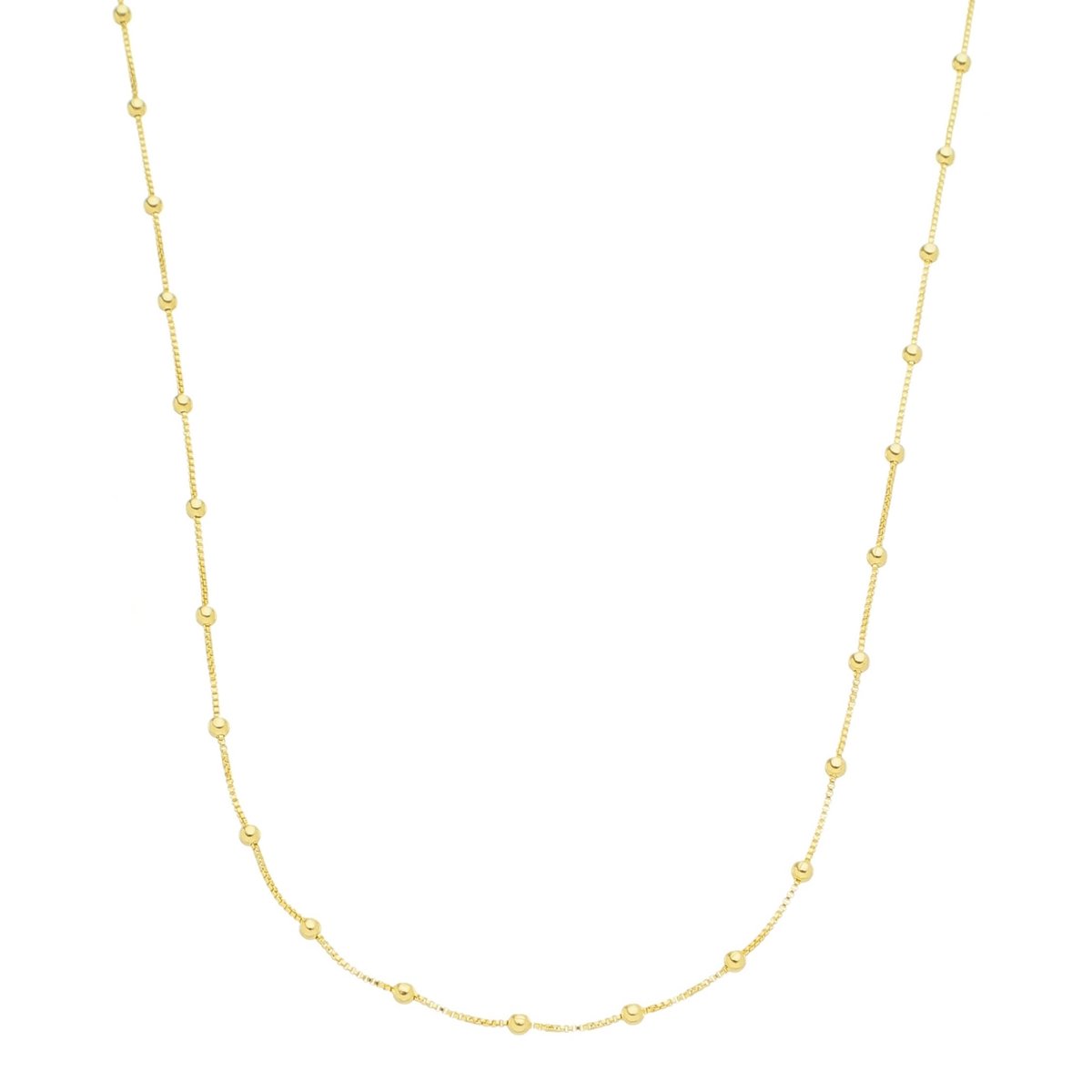 Colar Folheado a Ouro 18k Longo Veneziana e Bolinhas 60cm