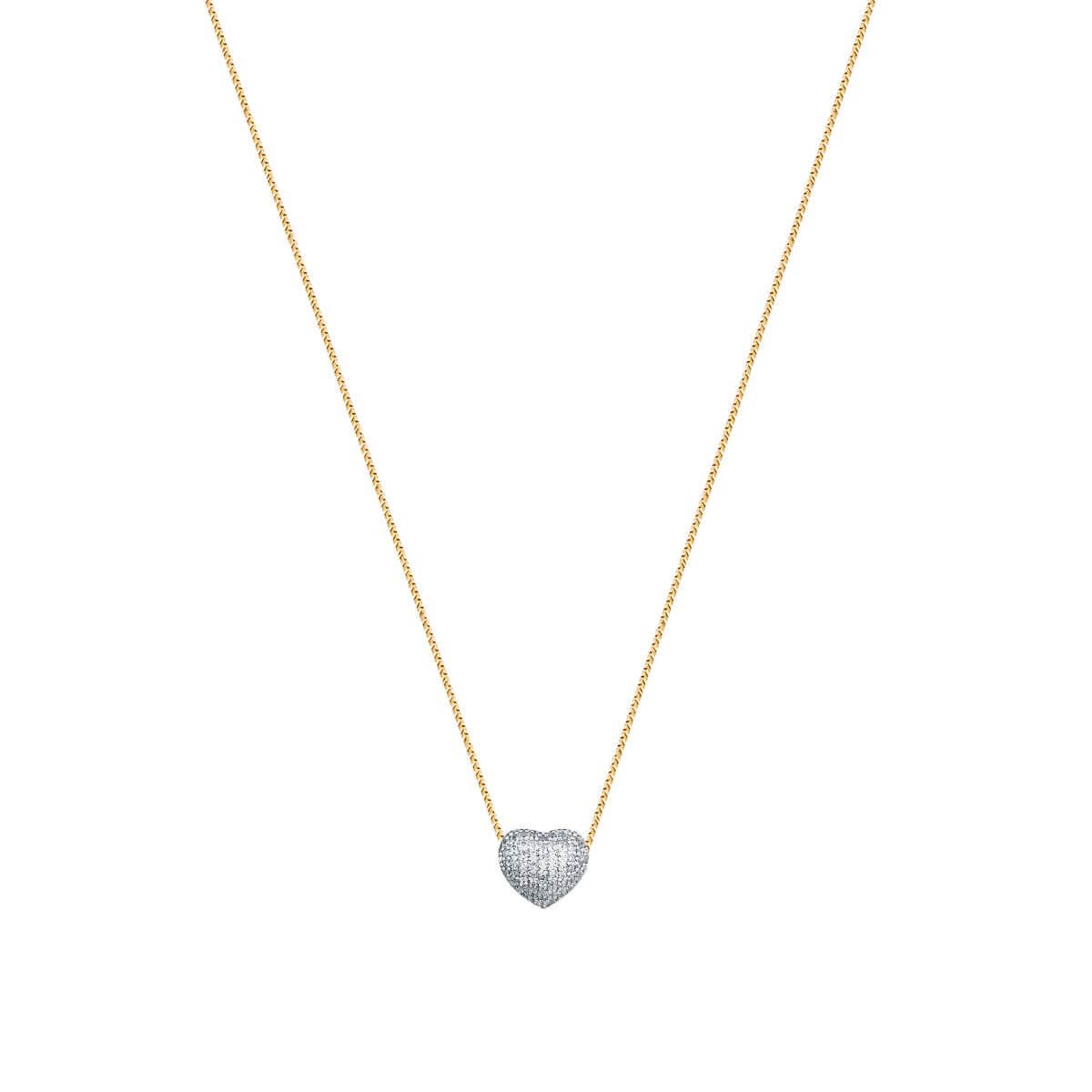 Colar Folheado a Ouro 18k Coração Cravejado Zircônia Tam G Dourado 1