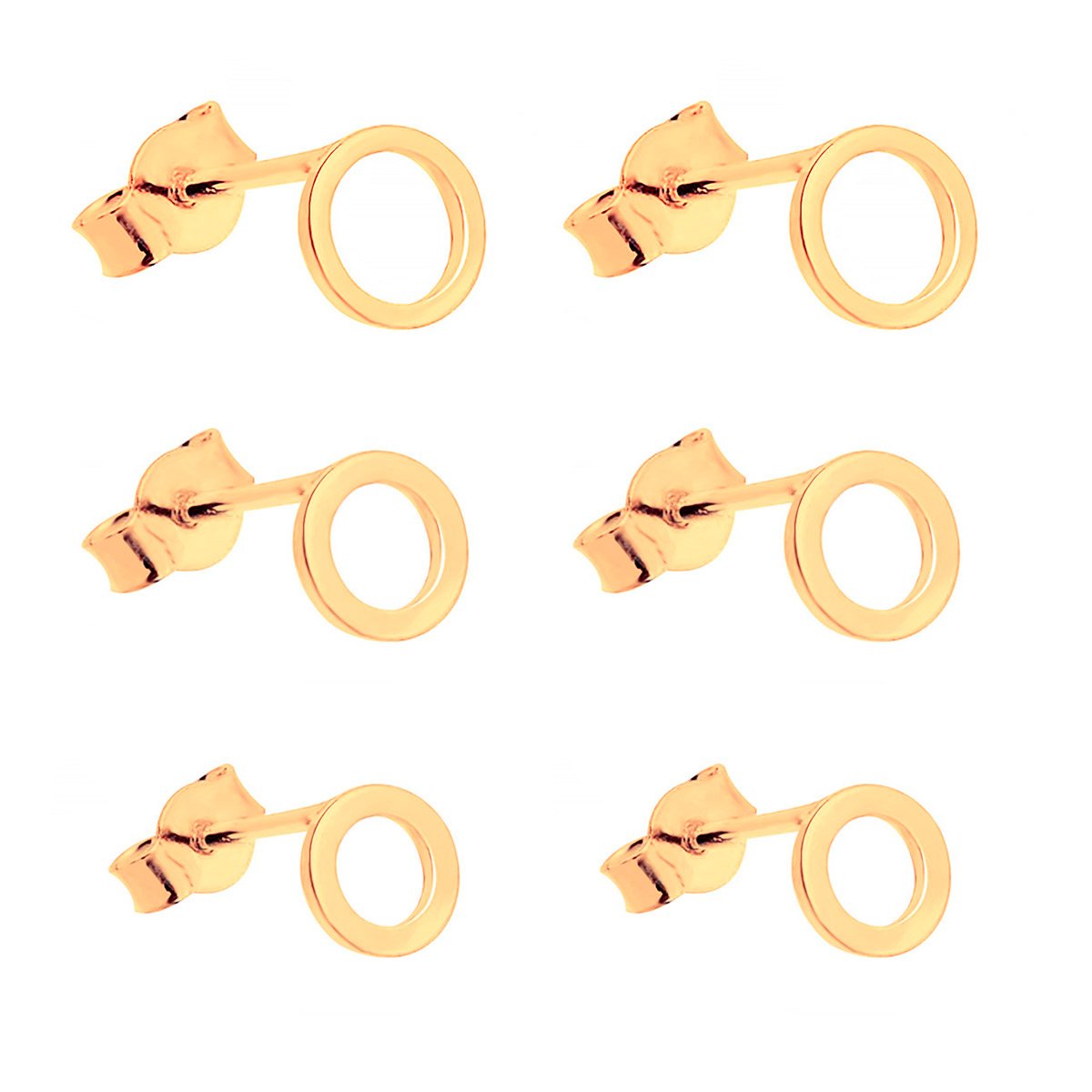 Kit Brincos Folheado a Ouro a 18k Círculo Vazado Dourado 3
