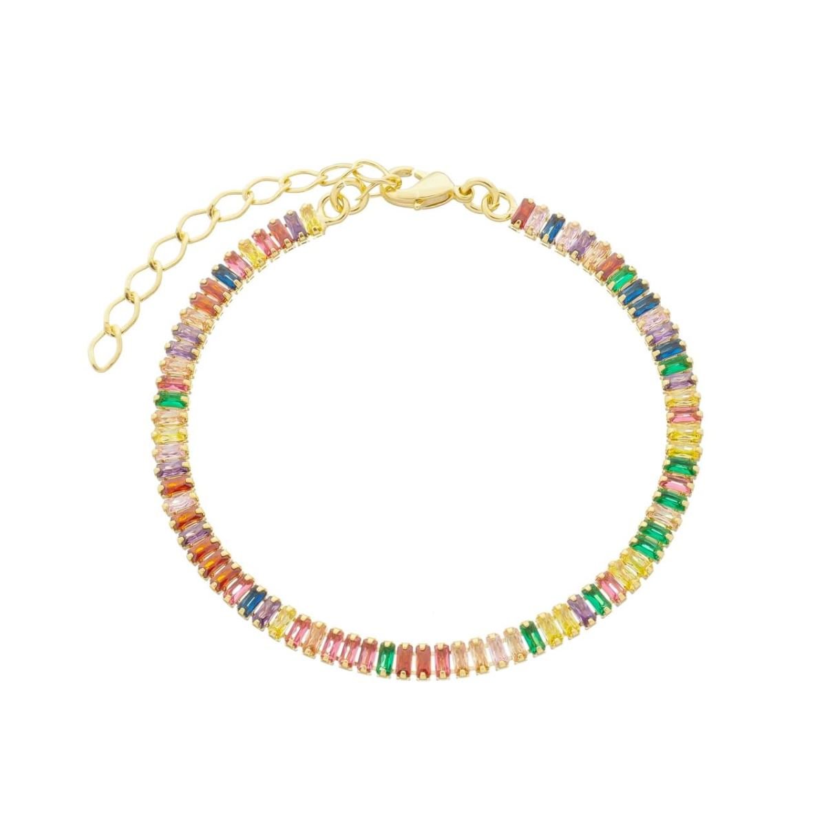 Pulseira Folheada a Ouro 18k Riviera Zircônias Coloridas PP