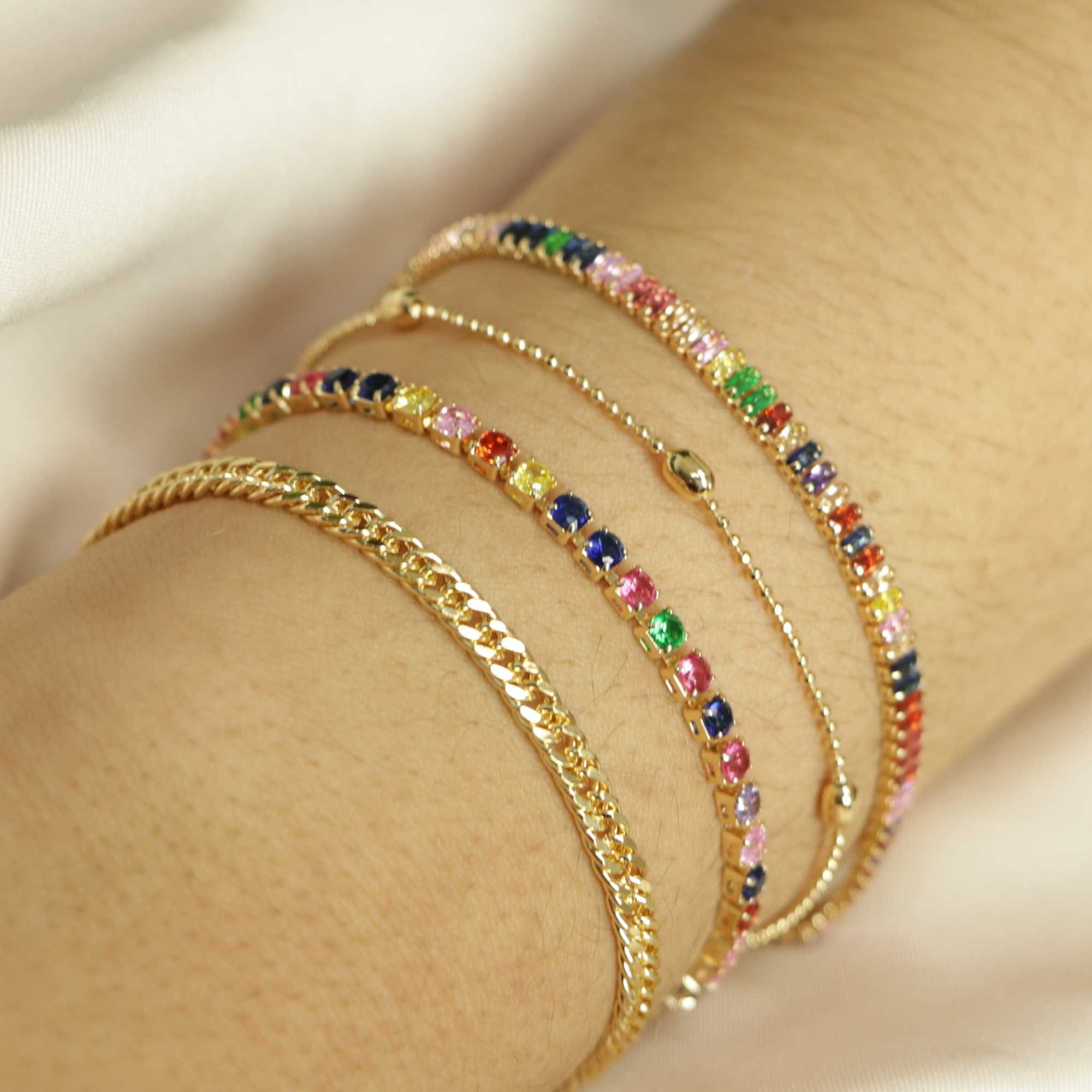 Pulseira Folheada a Ouro 18k Riviera Zircônias Coloridas PP Ouro 18k/Multicores 4