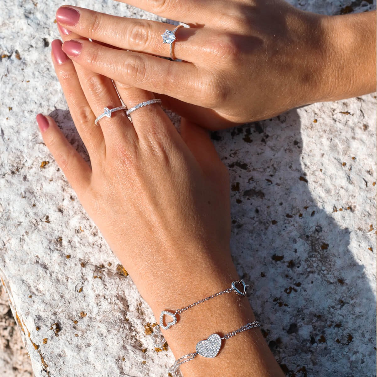 Anel Prata 925 Solitário Losango Transparente P Prata 4