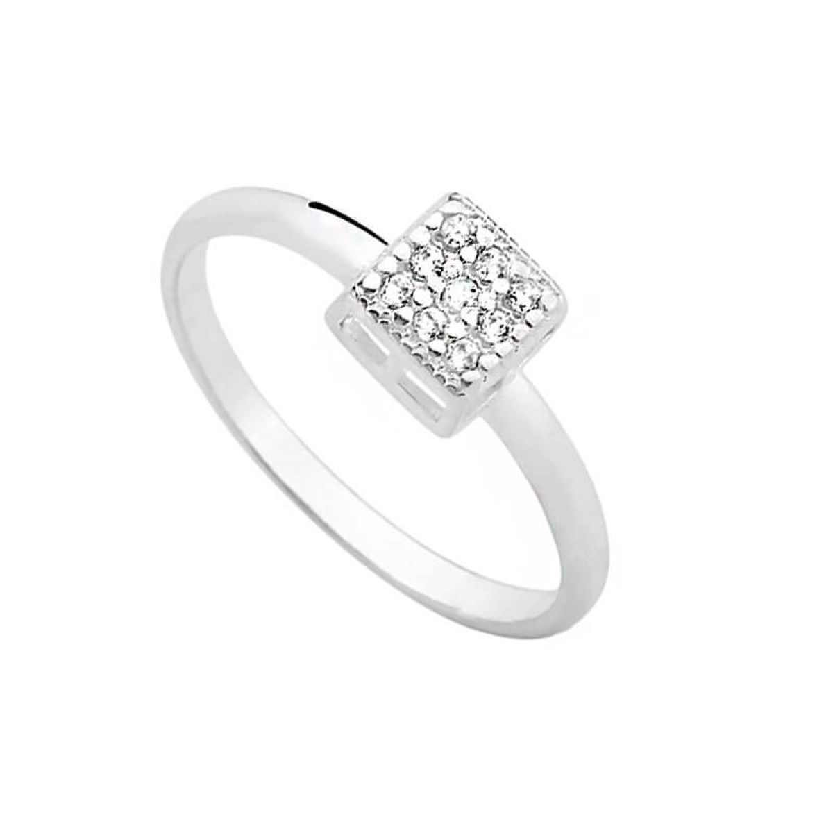 Anel Prata 925 Chuveirinho Quadrado Zircônia Prata 1