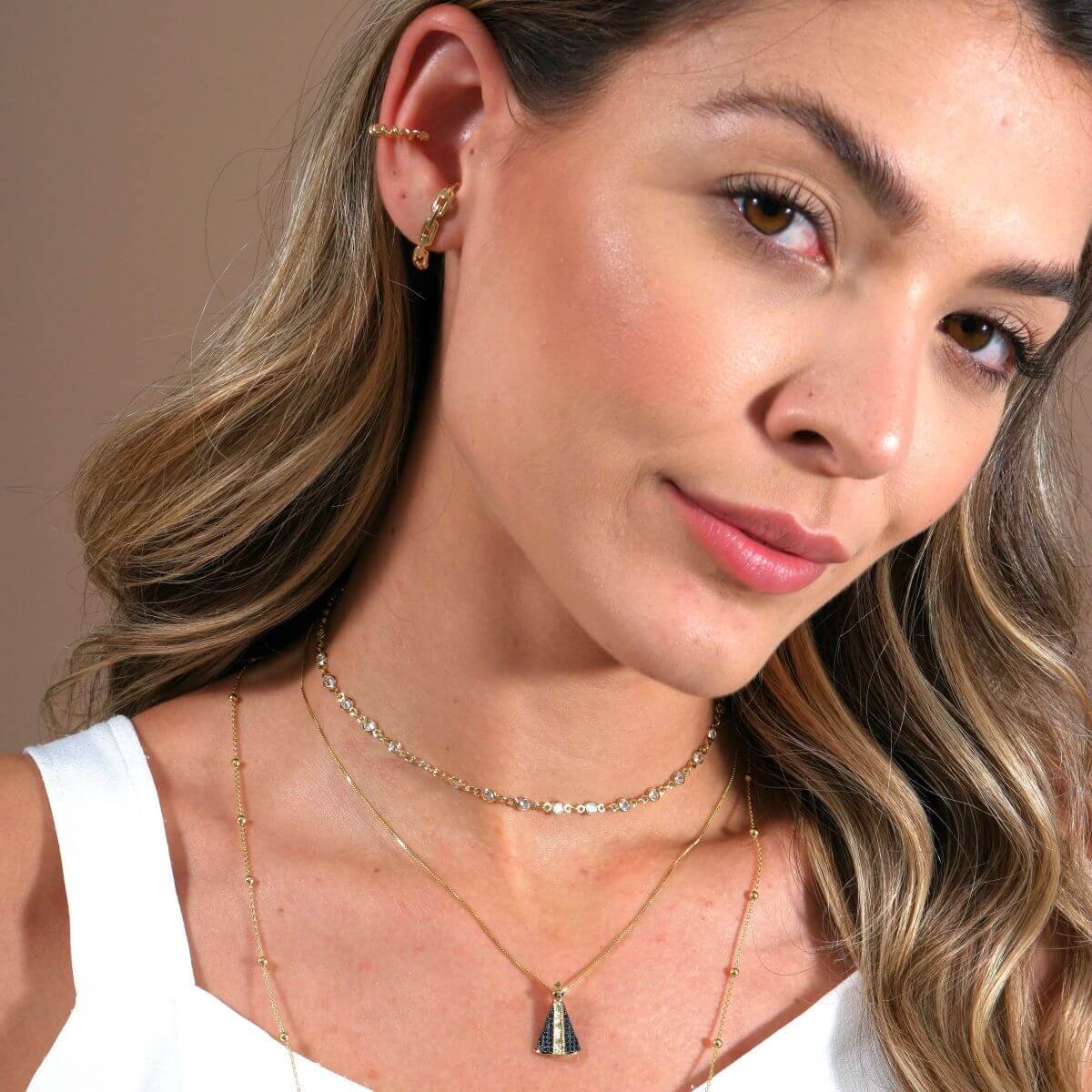 Choker Folheada a Ouro 18k Ponto de Luz Zircônia Ouro 18k 2