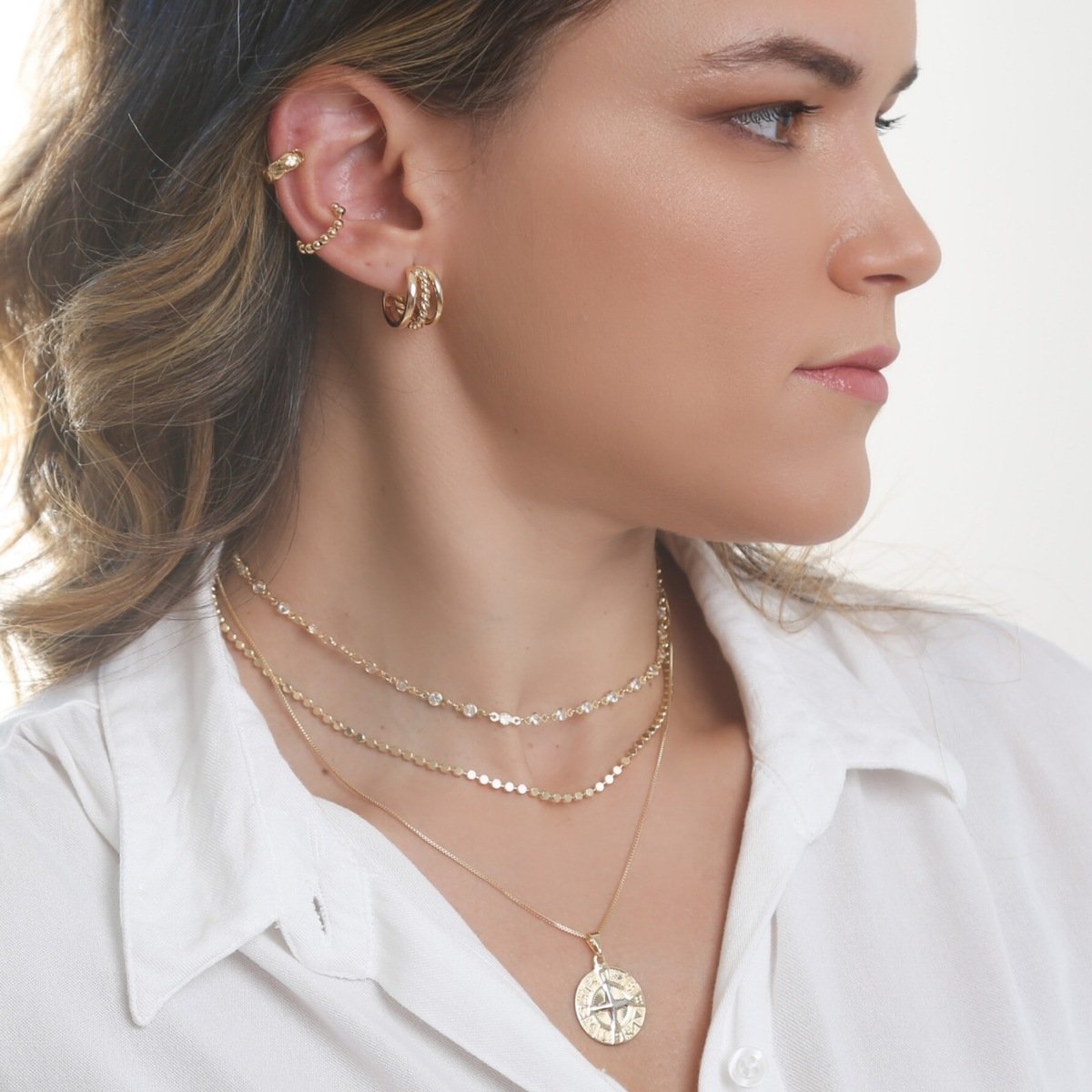 Choker Folheada a Ouro 18k Ponto de Luz Zircônia Ouro 18k 3