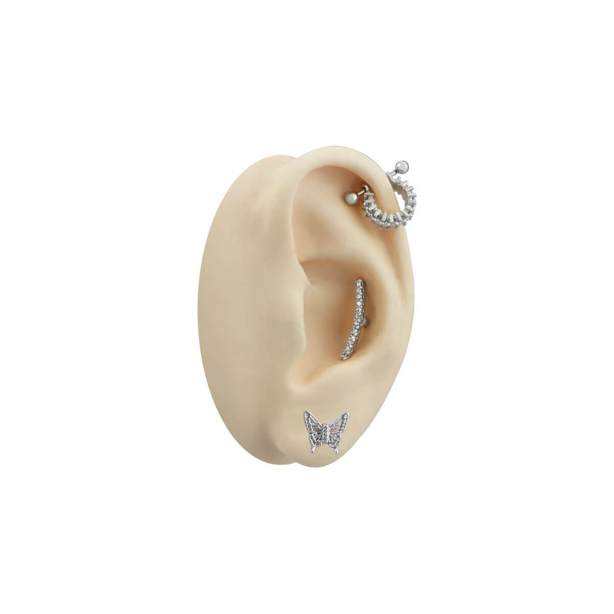Piercing Folheado a Ródio Conch Tiras com Pontas P Prata 2
