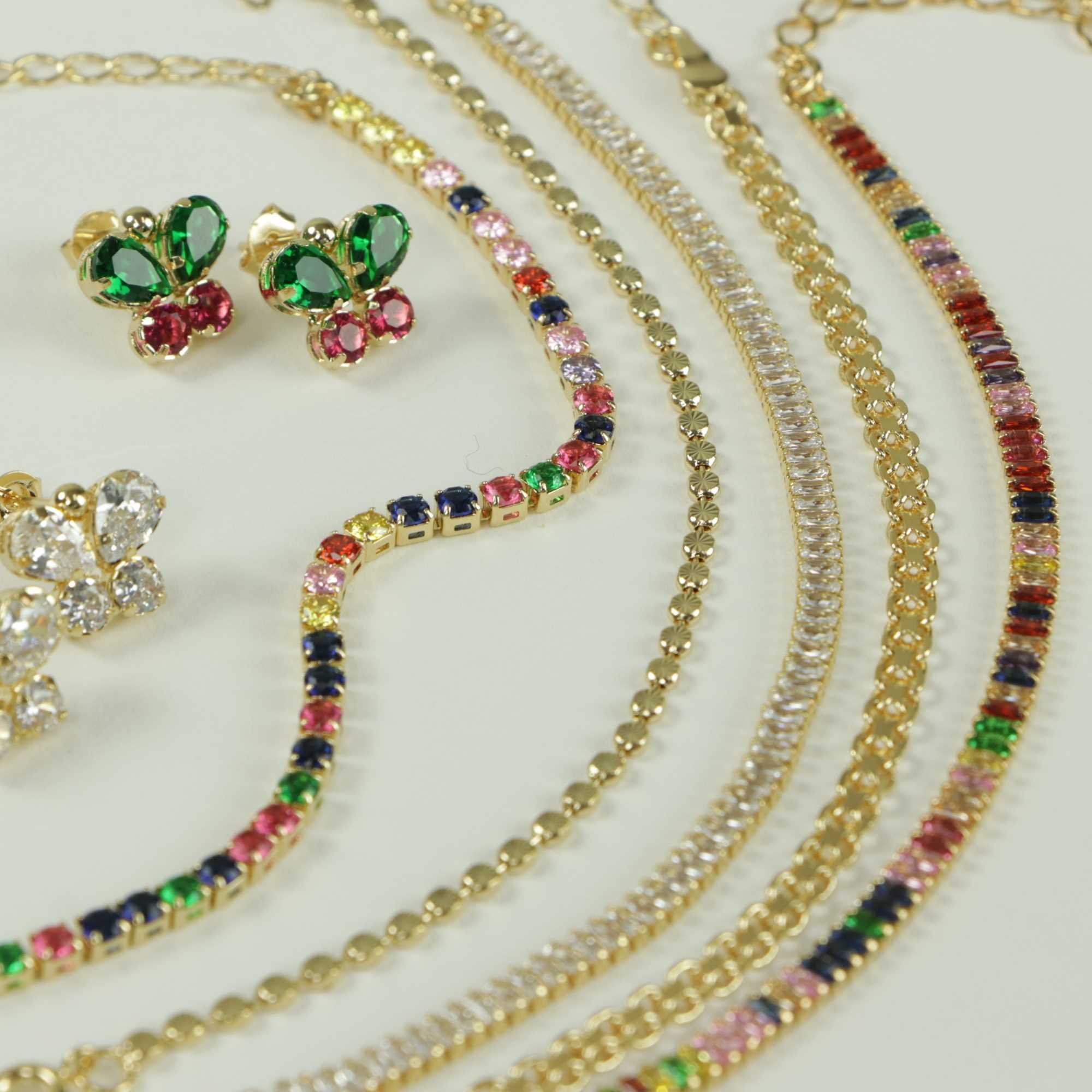 Pulseira Folheada a Ouro 18k Corrente Medalhas com Estrelas Ouro 18k 5