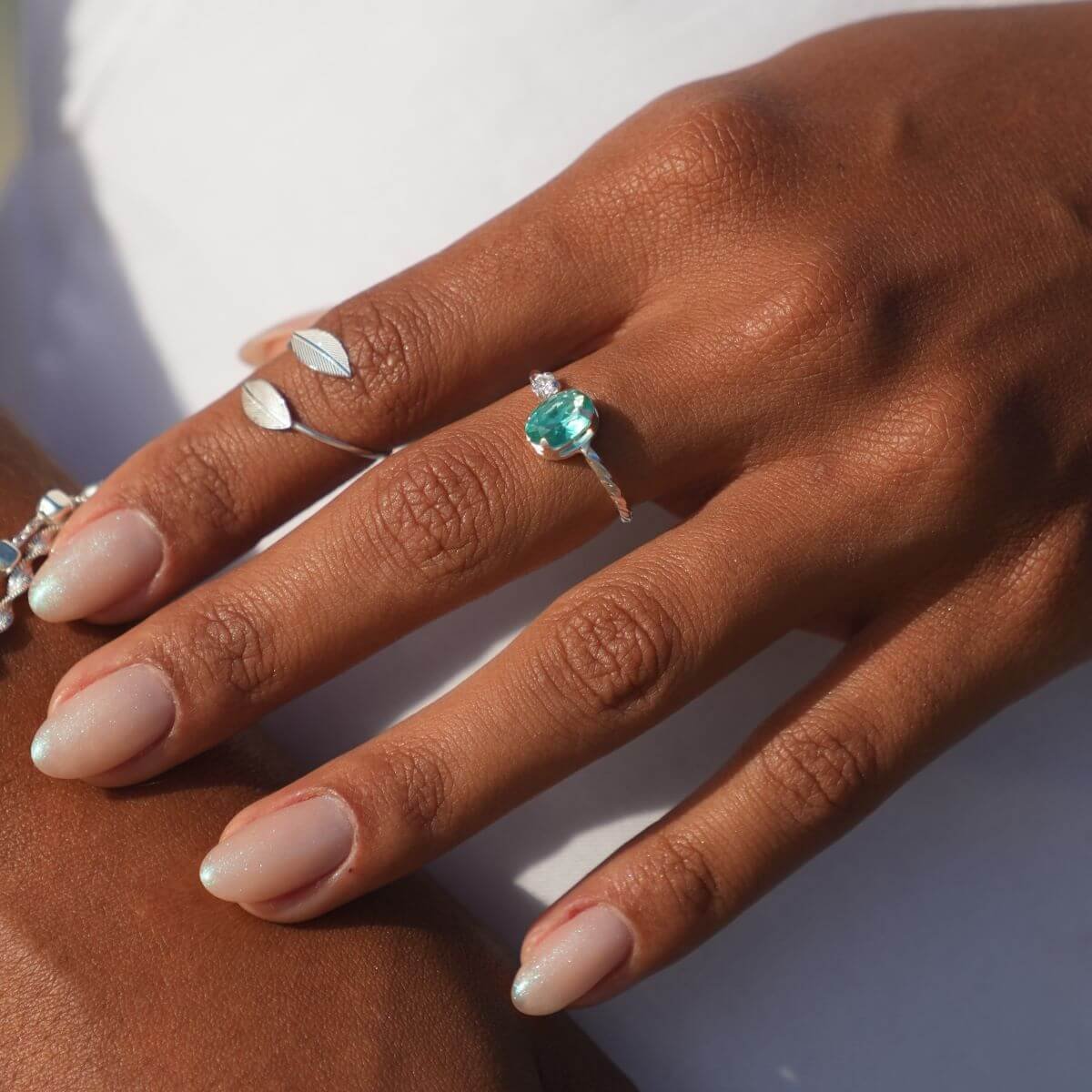 Anel Prata 925 Falange Regulável Folhas Detalhadas Prata 3