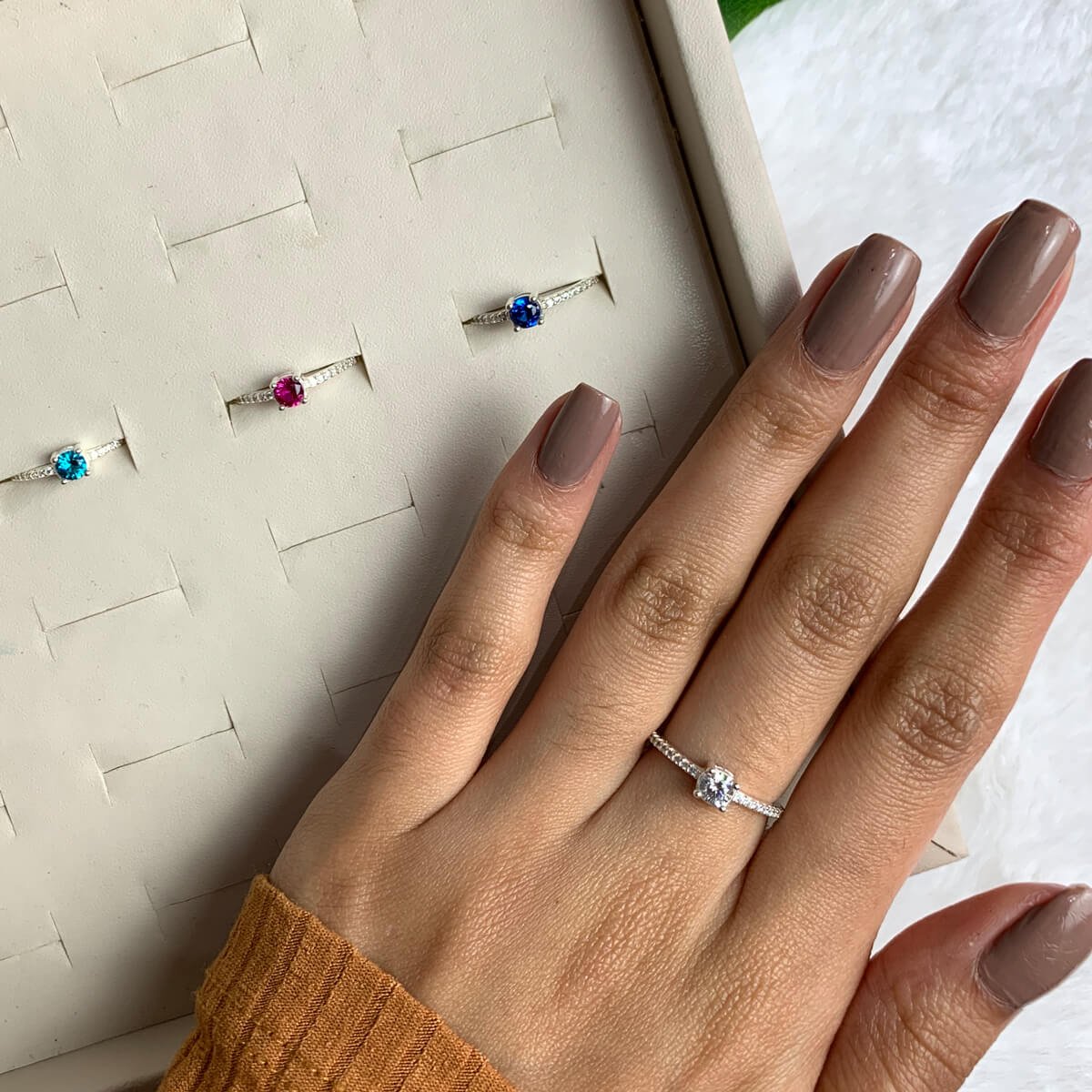 Anel Prata 925 Solitário Pedra Zircônia Quadrada Transparente Prata 3