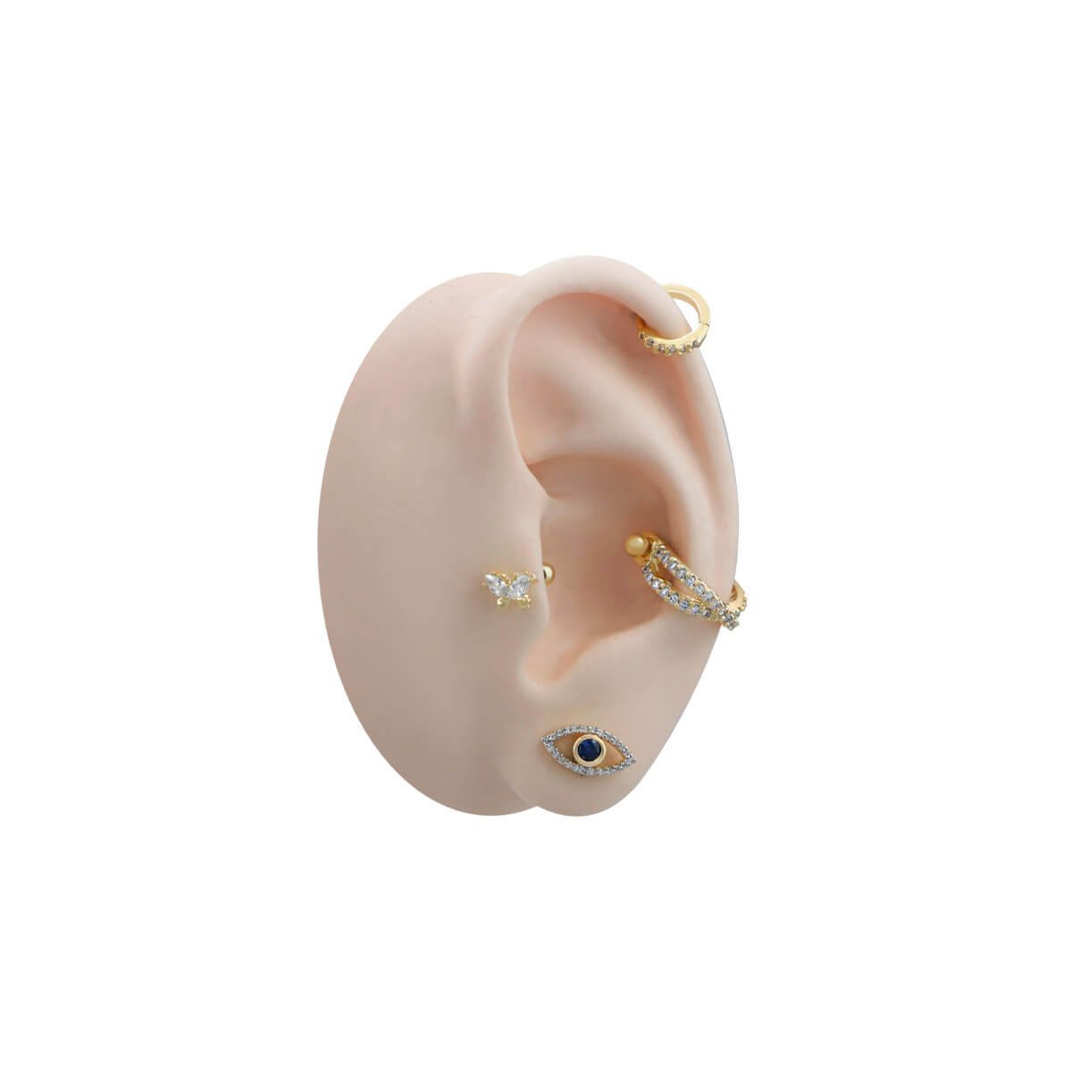 Piercing Folheado a Ouro 18k Conch Duplo Aro Entrelaçado Dourado 2