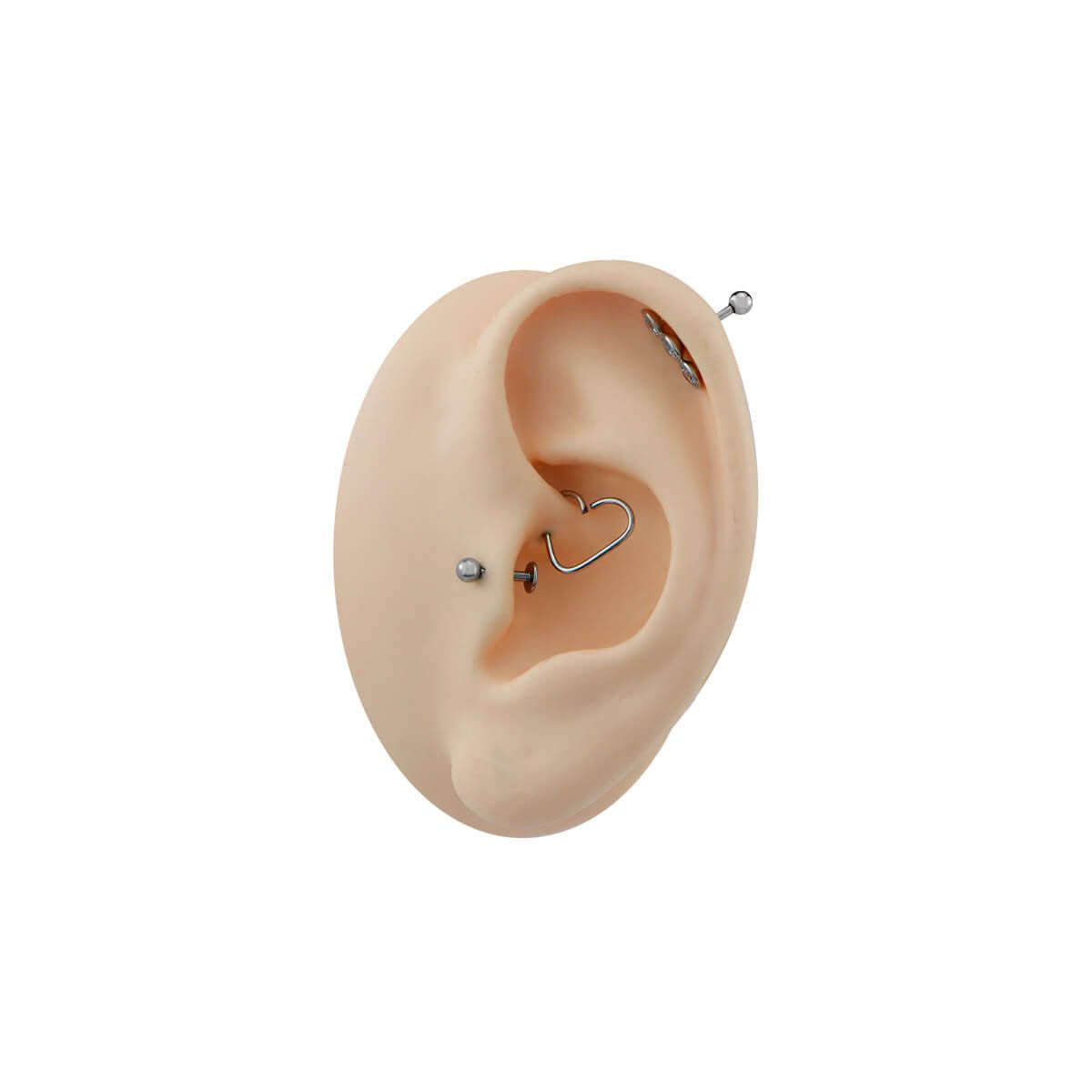 Piercing Daith Aço Cirúrgico Coração Liso Prata 2