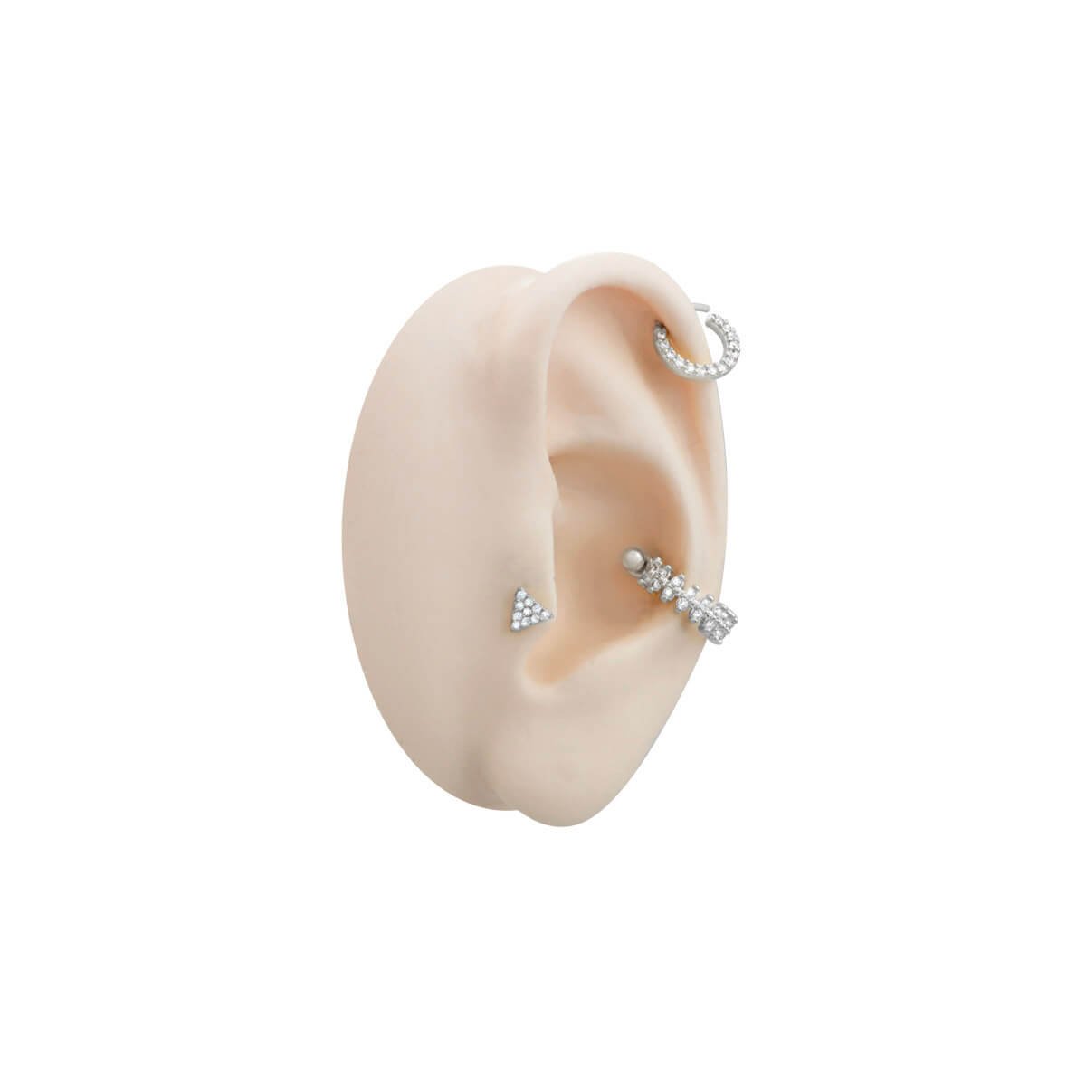 Piercing Folheado a Ródio Conch Tiras com Pontas M Prata 2