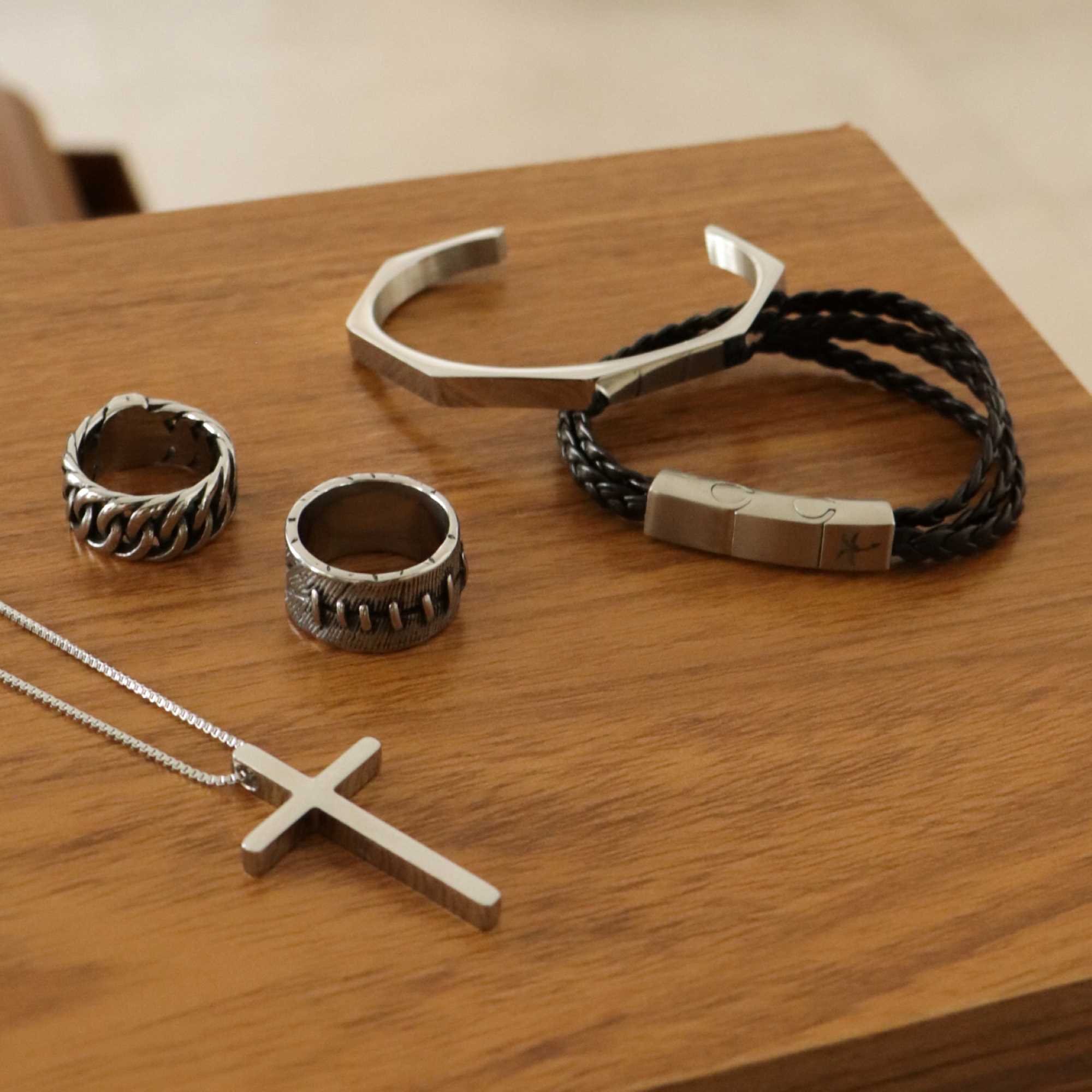 Colar Aço Inoxidável Masculino Pingente Crucifixo Prata 10