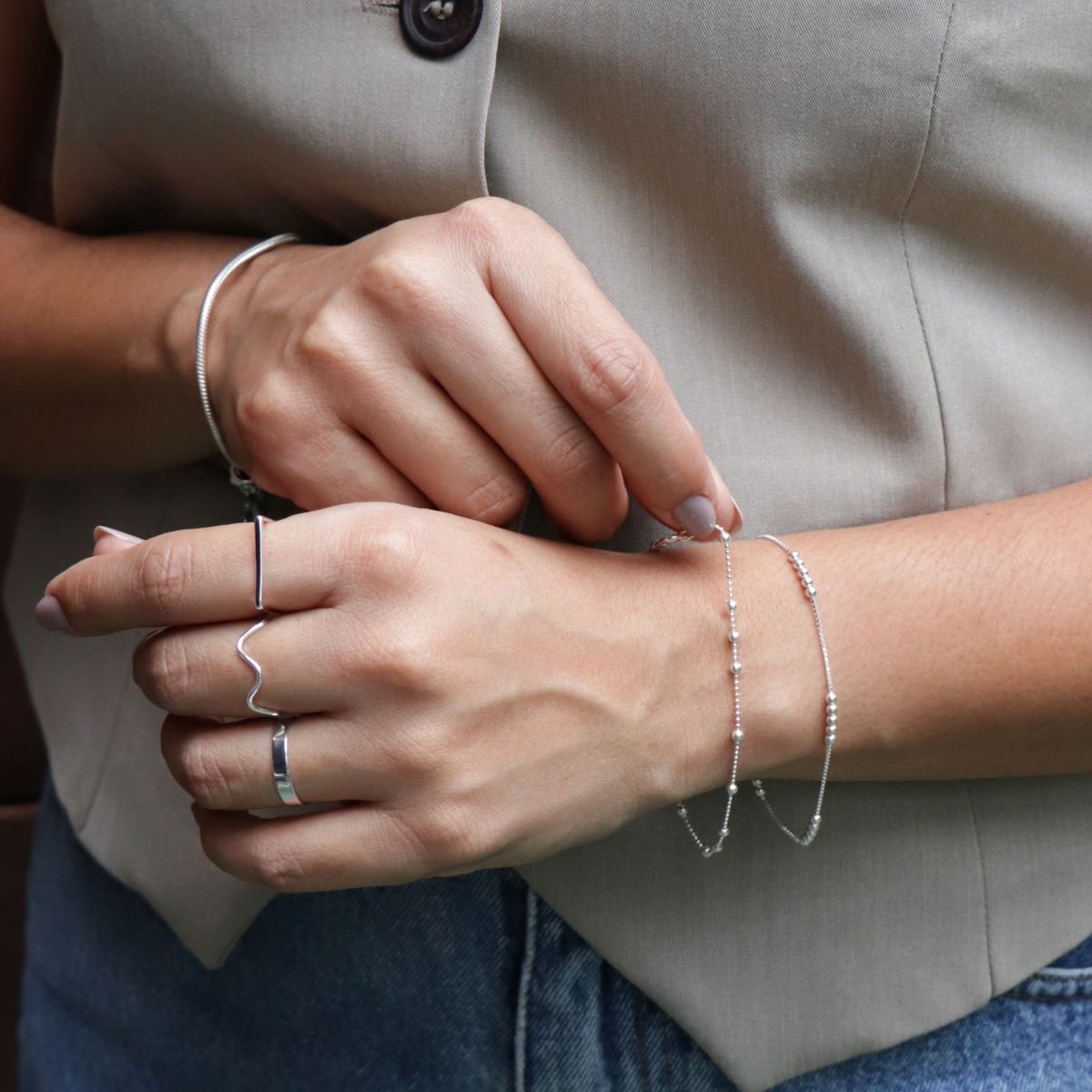 Pulseira Prata 925 Bolinhas Intercaladas Prata 2